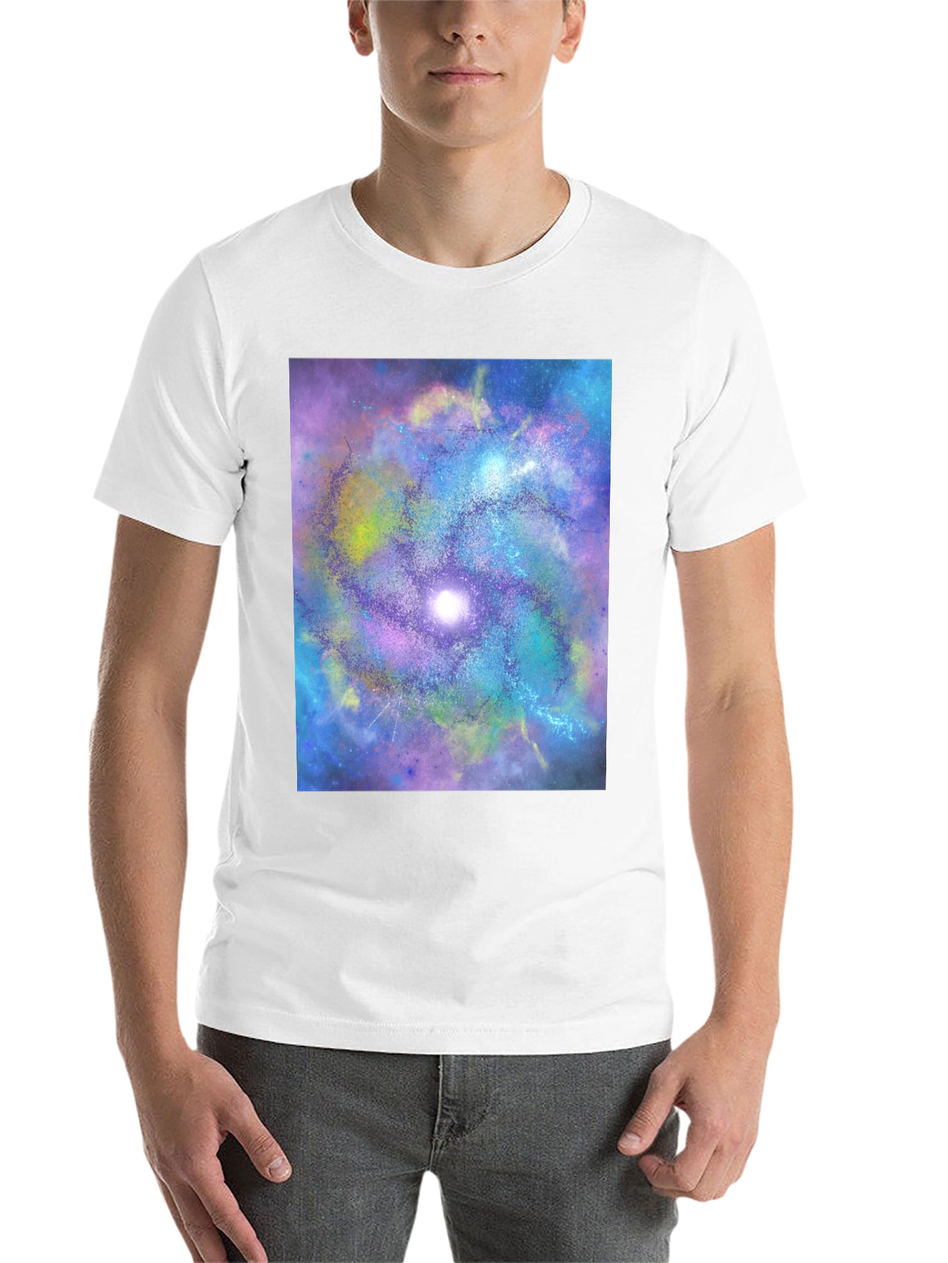 Black Galaxy Swirl Graphic Tee - Black Cotton Comfort view 14