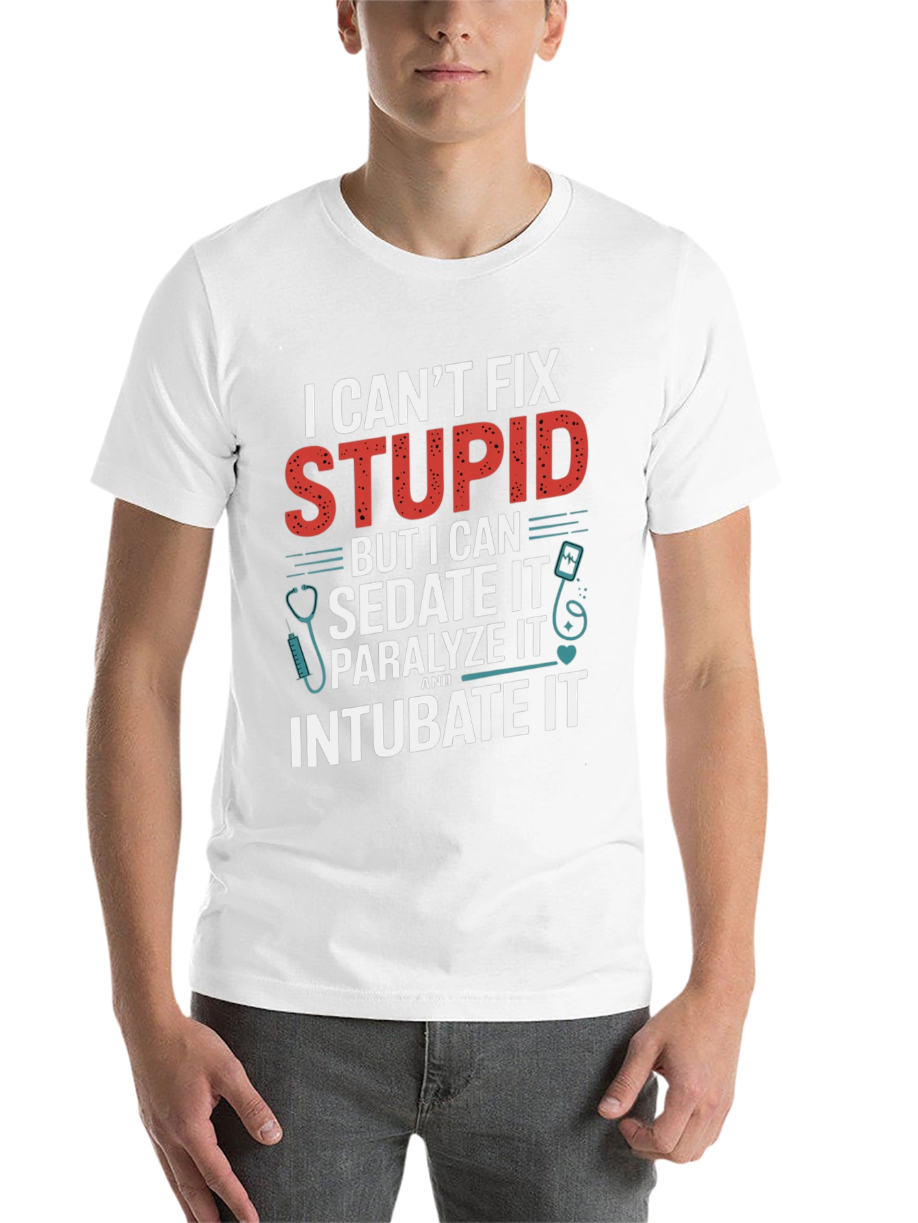 Black I Can't Fix Stupid T-Shirt view 14