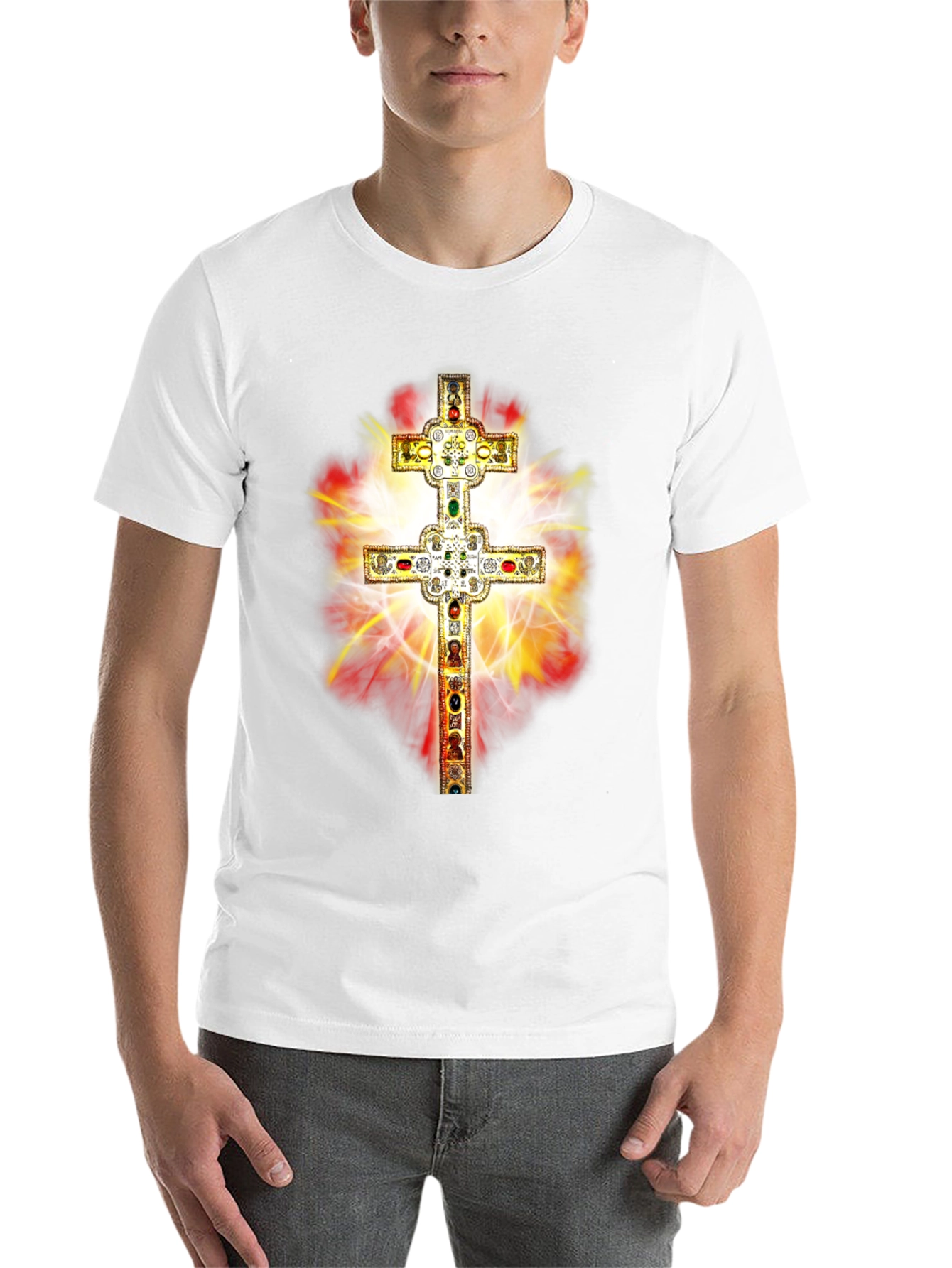 Black Ornate Cross Graphic Tee - Religious Fashion view 14