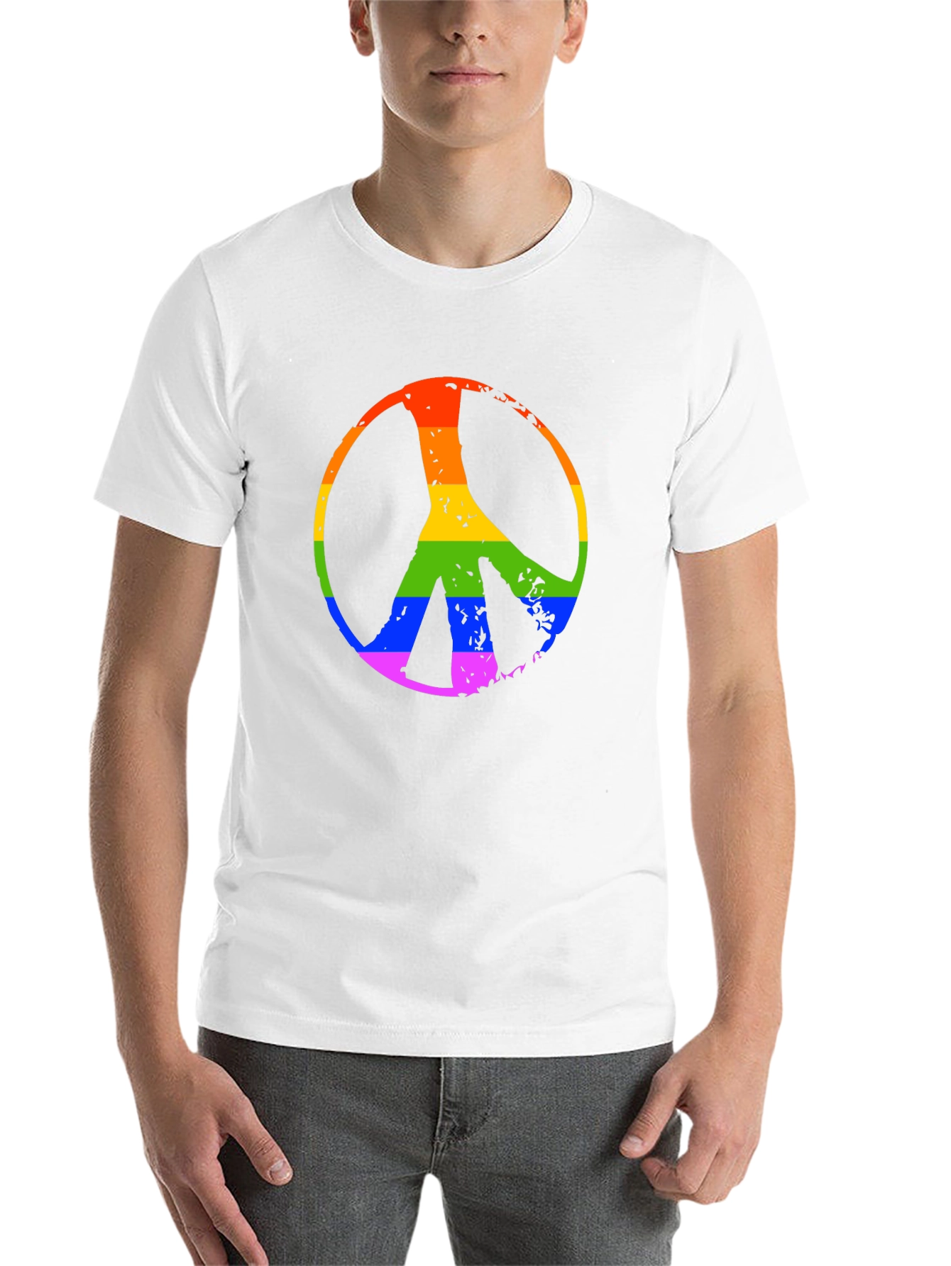 Black Rainbow Peace Sign Black T-Shirt view 14