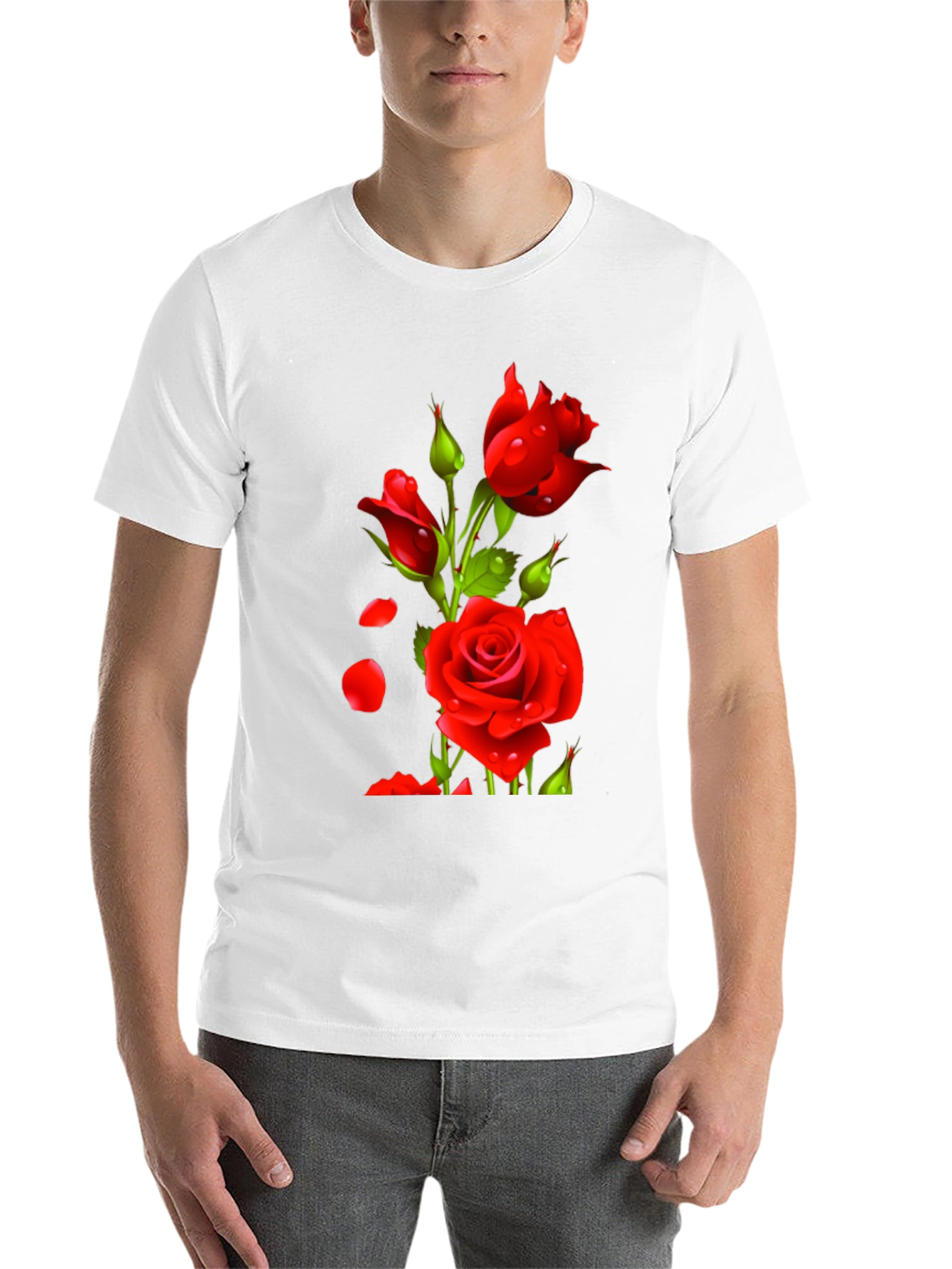 Black Men's Black Rose Graphic T-Shirt view 14