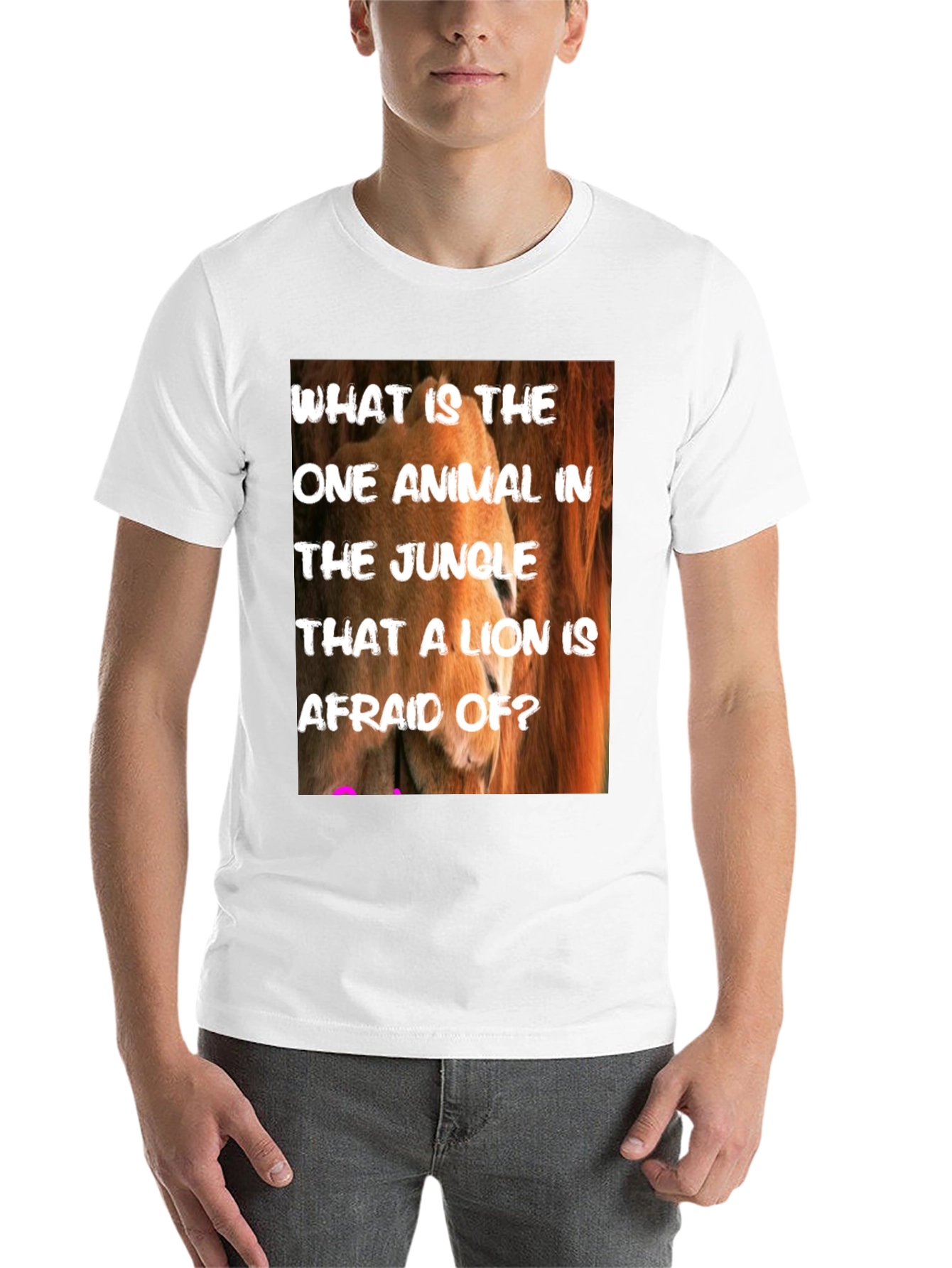 Black Lion Riddle Graphic Tee - Jungle Humor T-Shirt view 14