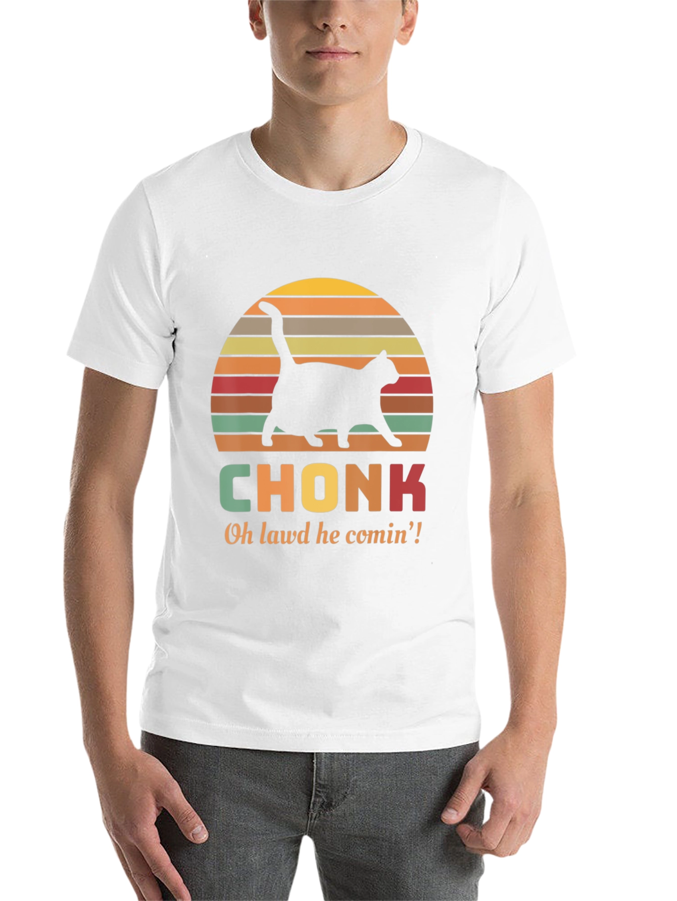 Black Chonk Cat T-Shirt - Oh Lawd He Comin'! view 14