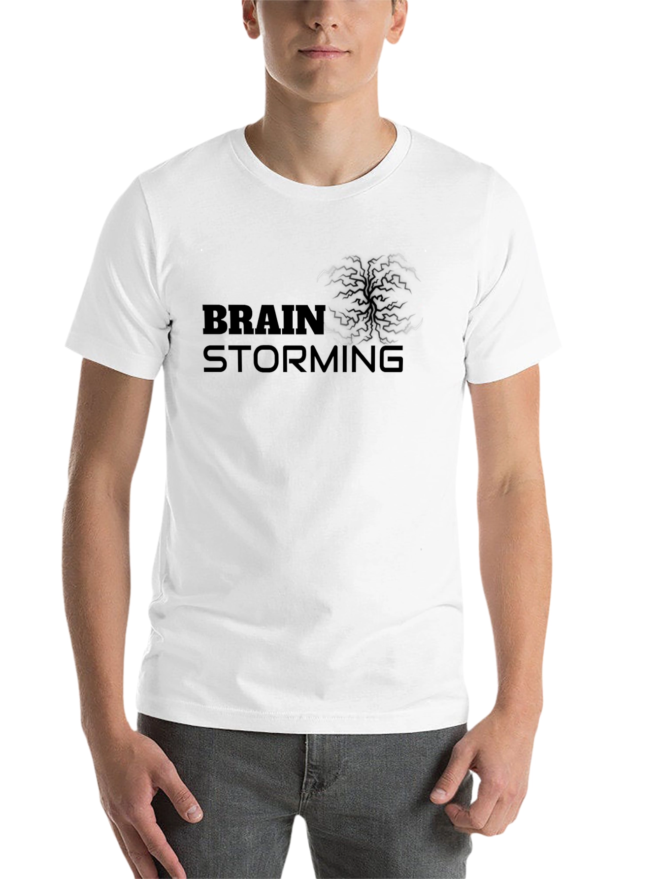 Black Brainstorming Graphic Tee - Black Cotton Casual Shirt view 14