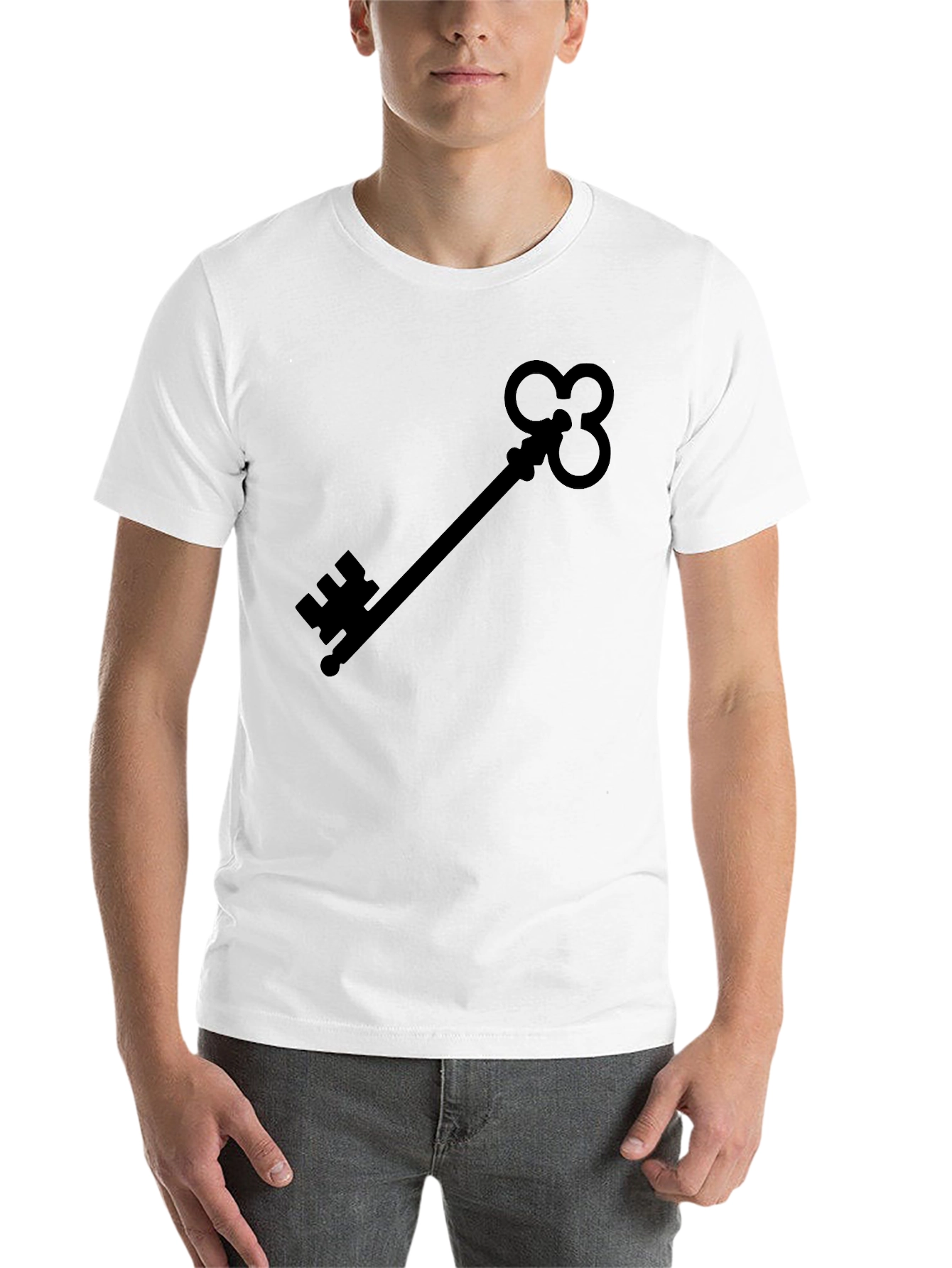 Black Skeleton Key Graphic Tee - Black Cotton Shirt view 14