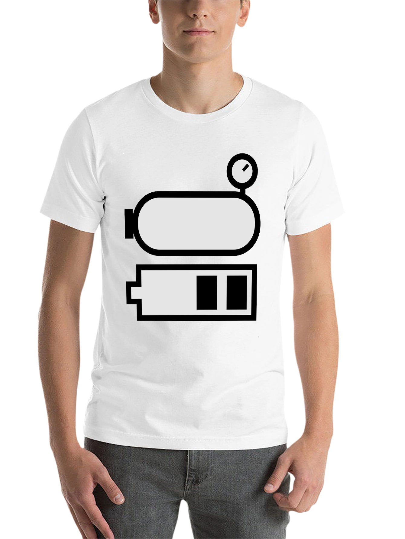 Black Low Battery Level Funny Graphic Tee view 14