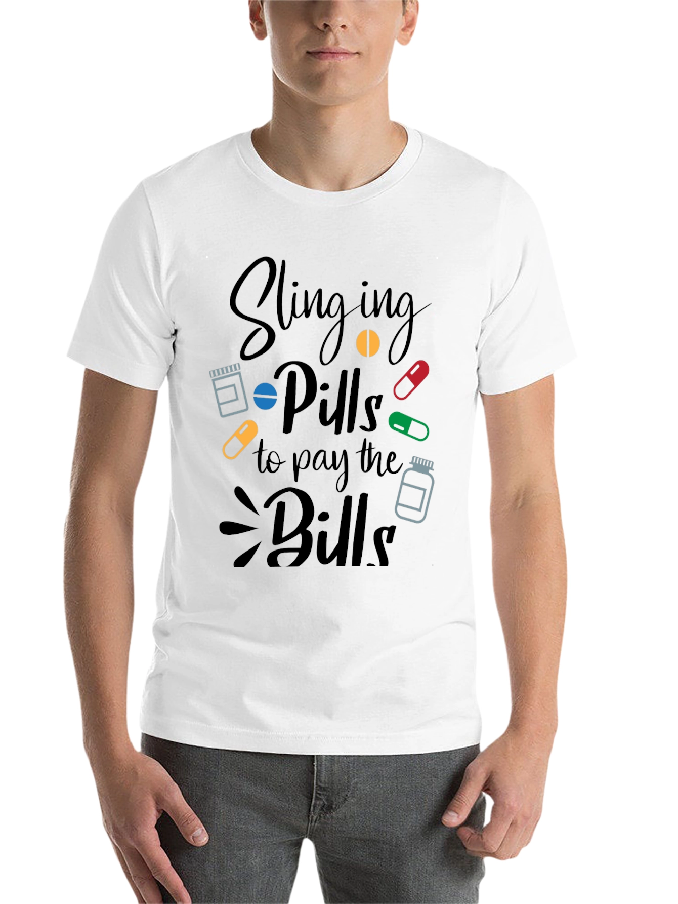 Black Slinging Pills Funny Pharmacy T-Shirt view 14