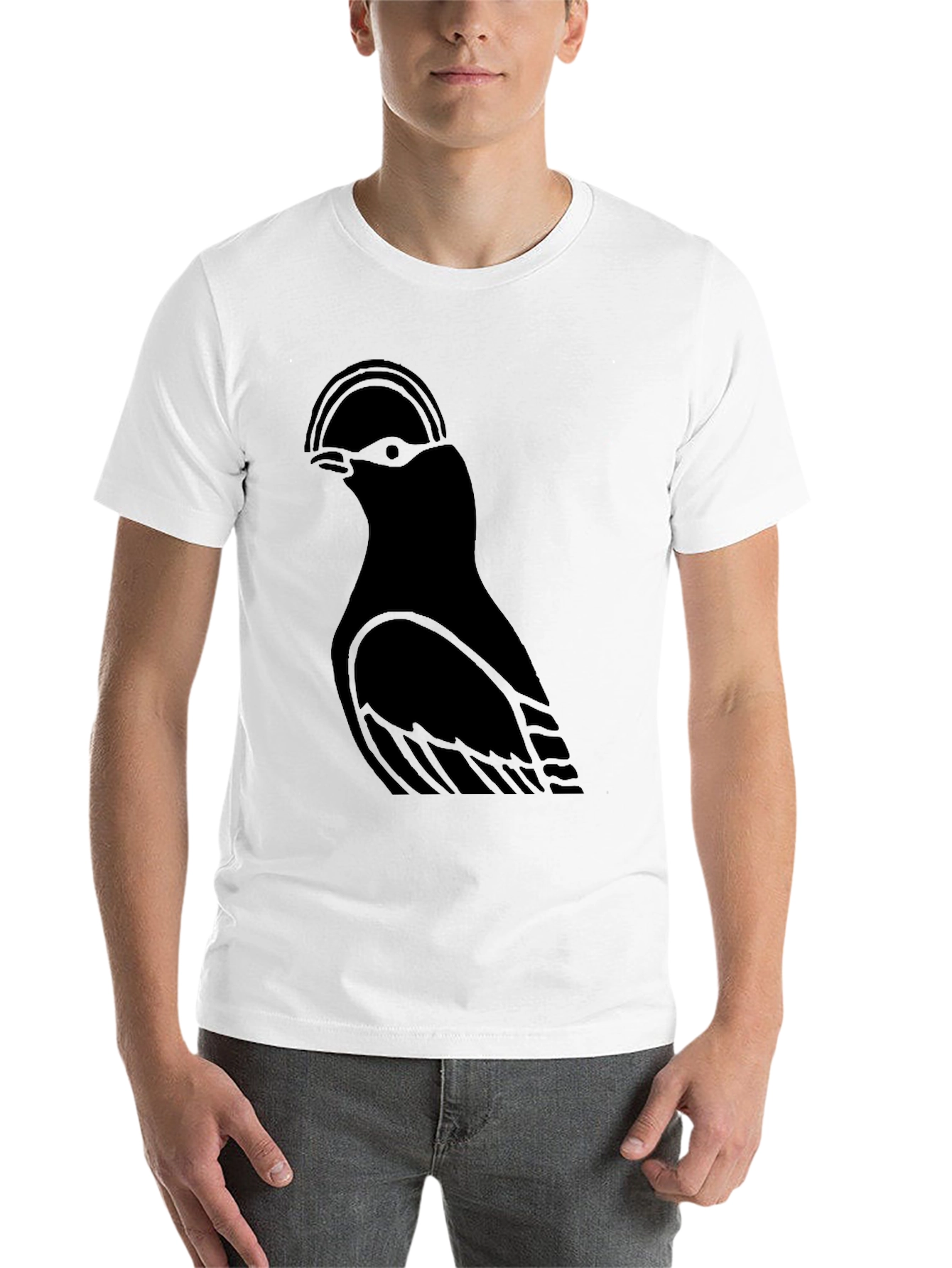 Black Minimalist Bird Graphic Black T-Shirt view 14