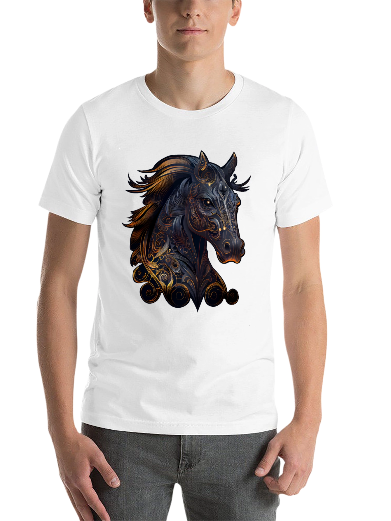 Black Horse Graphic Print Black T-Shirt view 14