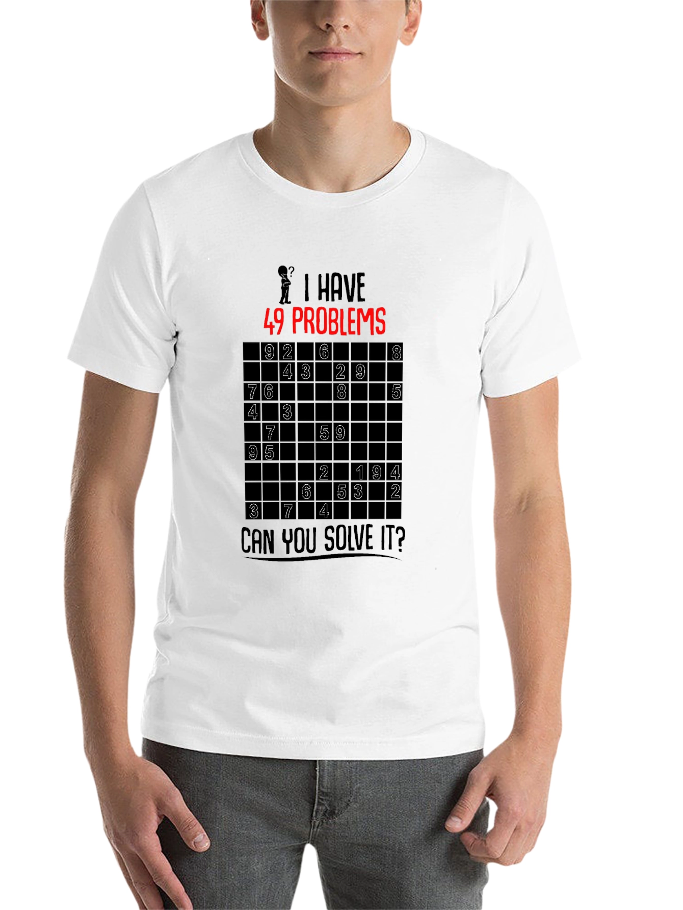Black 49 Problems Sudoku Graphic T-Shirt view 14