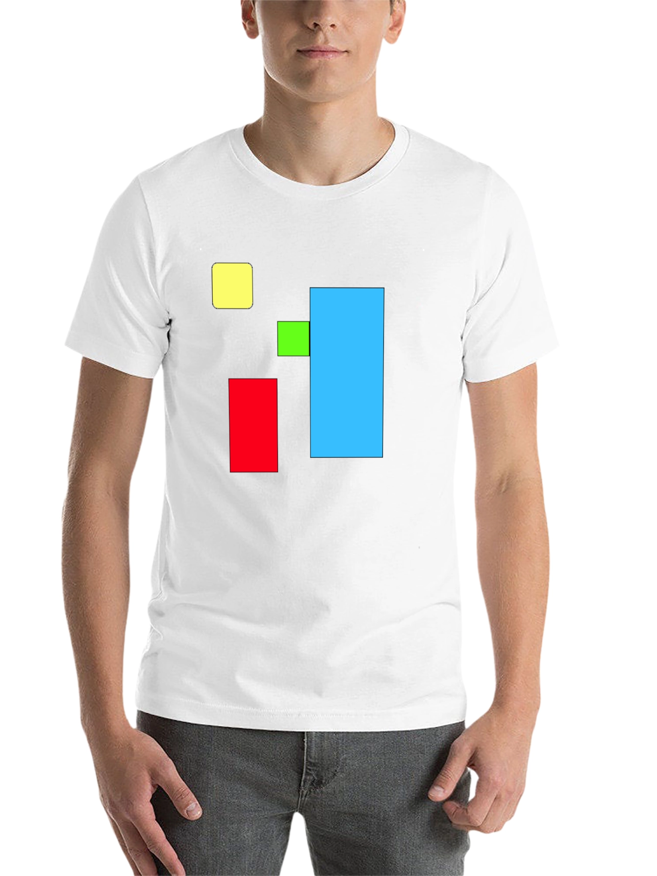 Black Abstract Geometric Square T-Shirt - Bold Colors view 14