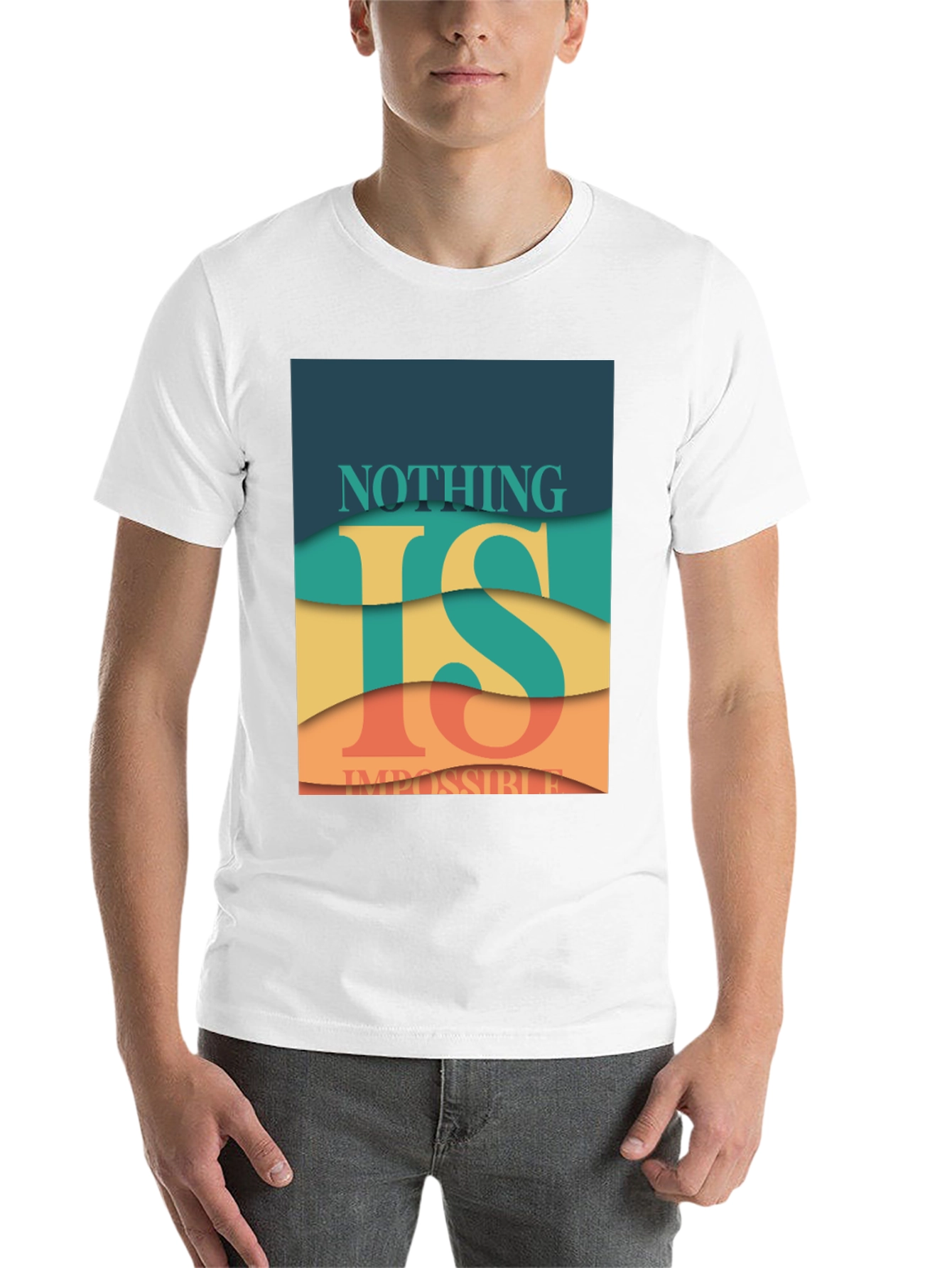 Black Nothing is Impossible Graphic T-Shirt view 14