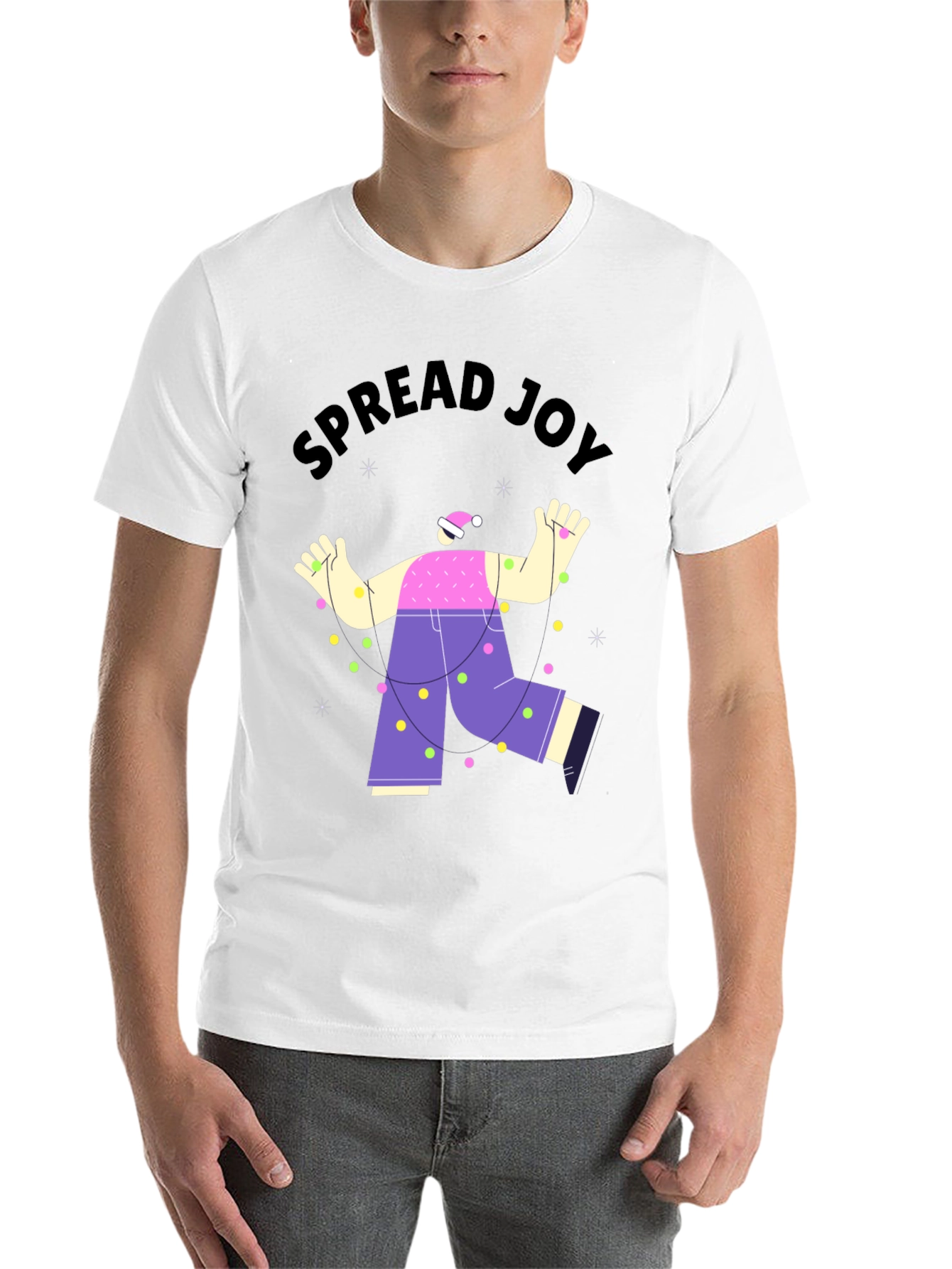Black Spread Joy Holiday T-Shirt - Unisex Christmas Tee view 14