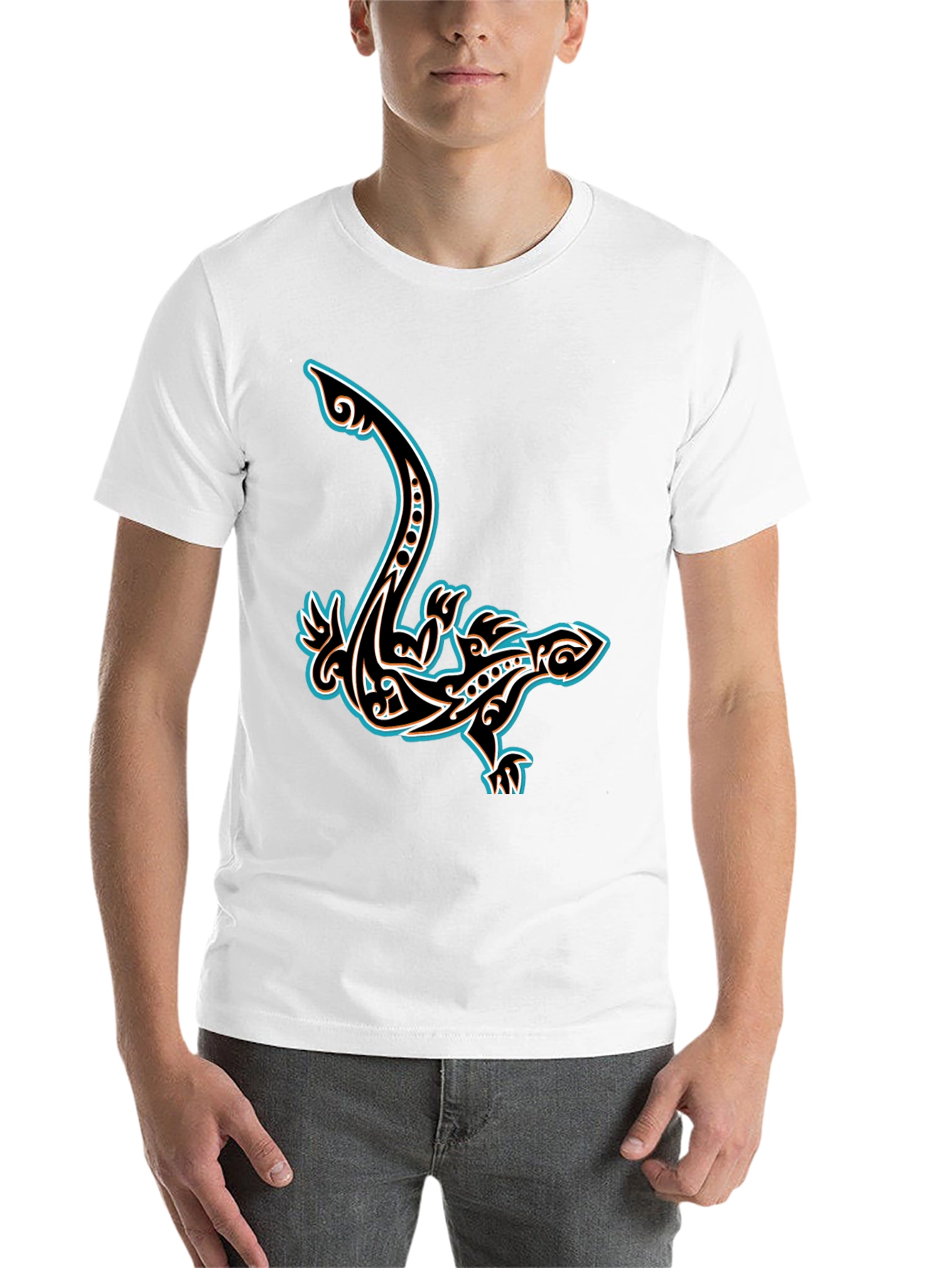 Black Tribal Lizard Graphic T-Shirt - Cool Unique Design view 14