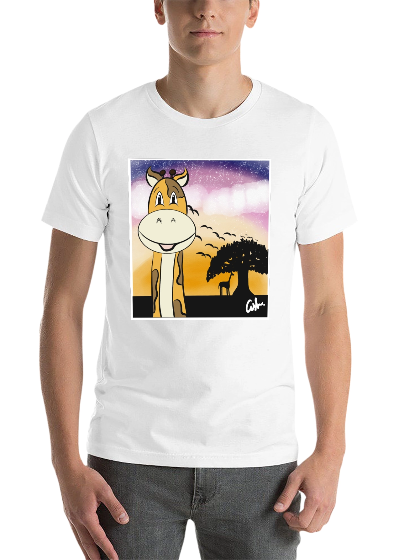 Black Giraffe Safari T-Shirt - Cartoon Design view 14