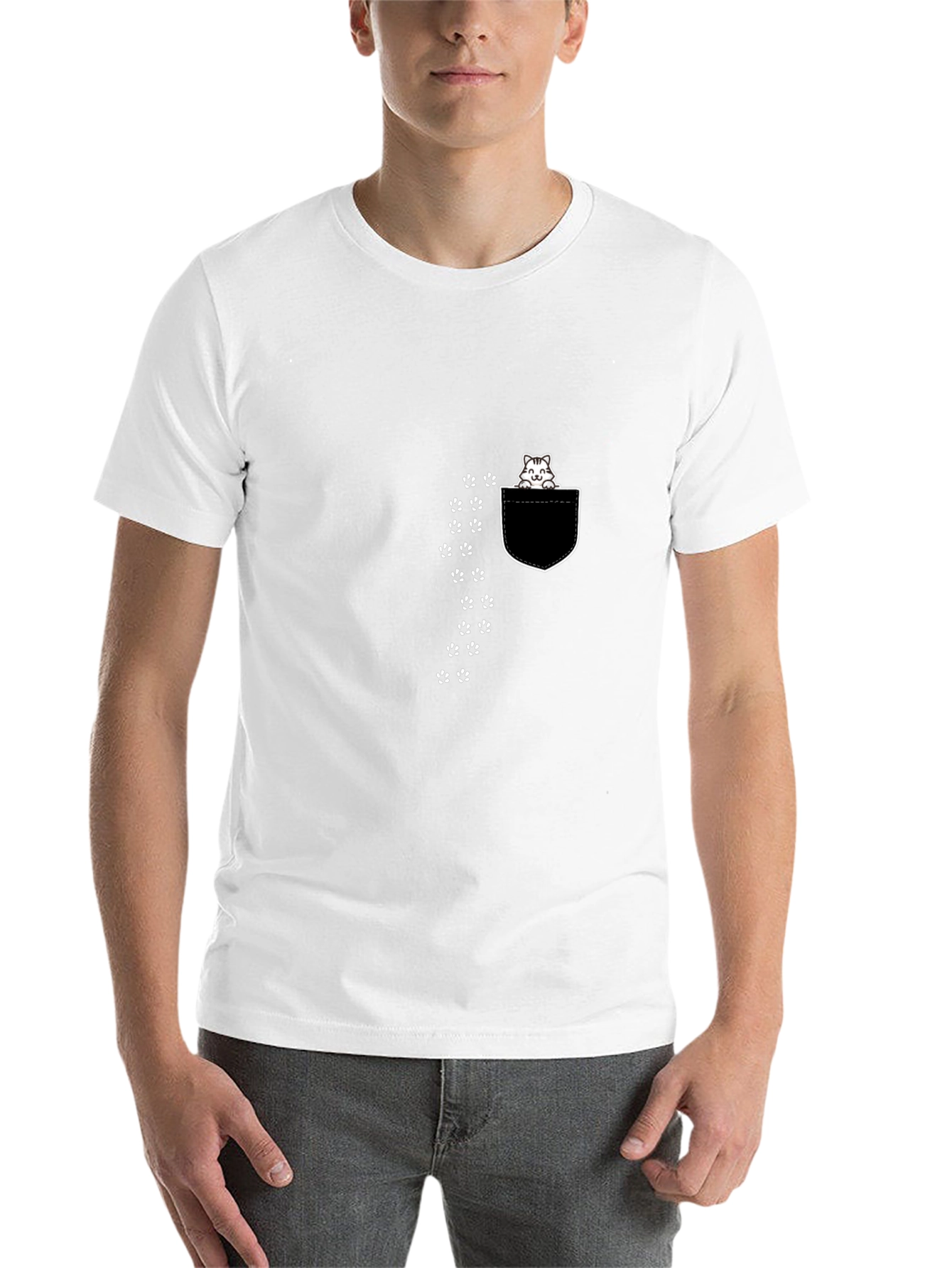 Black Cat Peek Pocket Graphic Tee - Black view 14