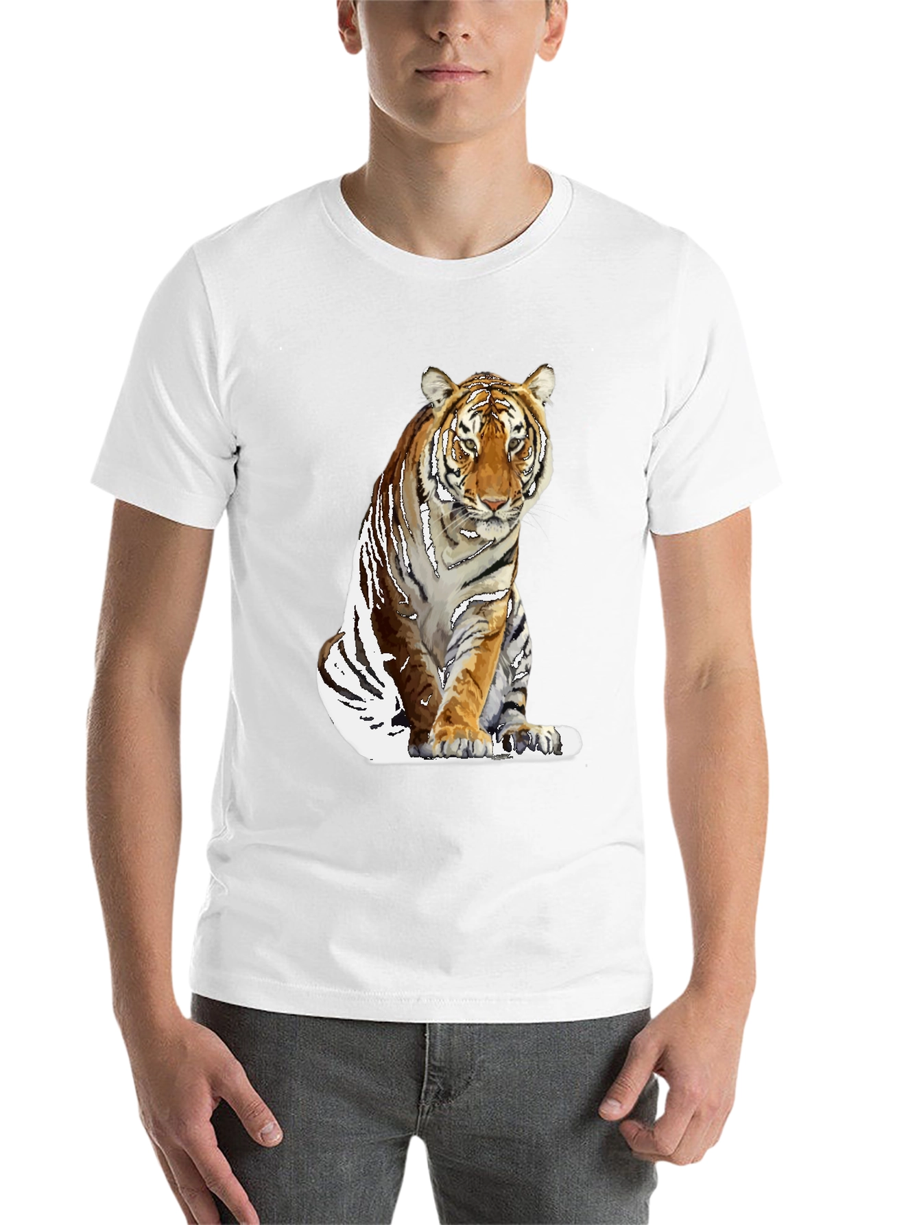 Black Cool Tiger Graphic Black T-Shirt for Men view 14