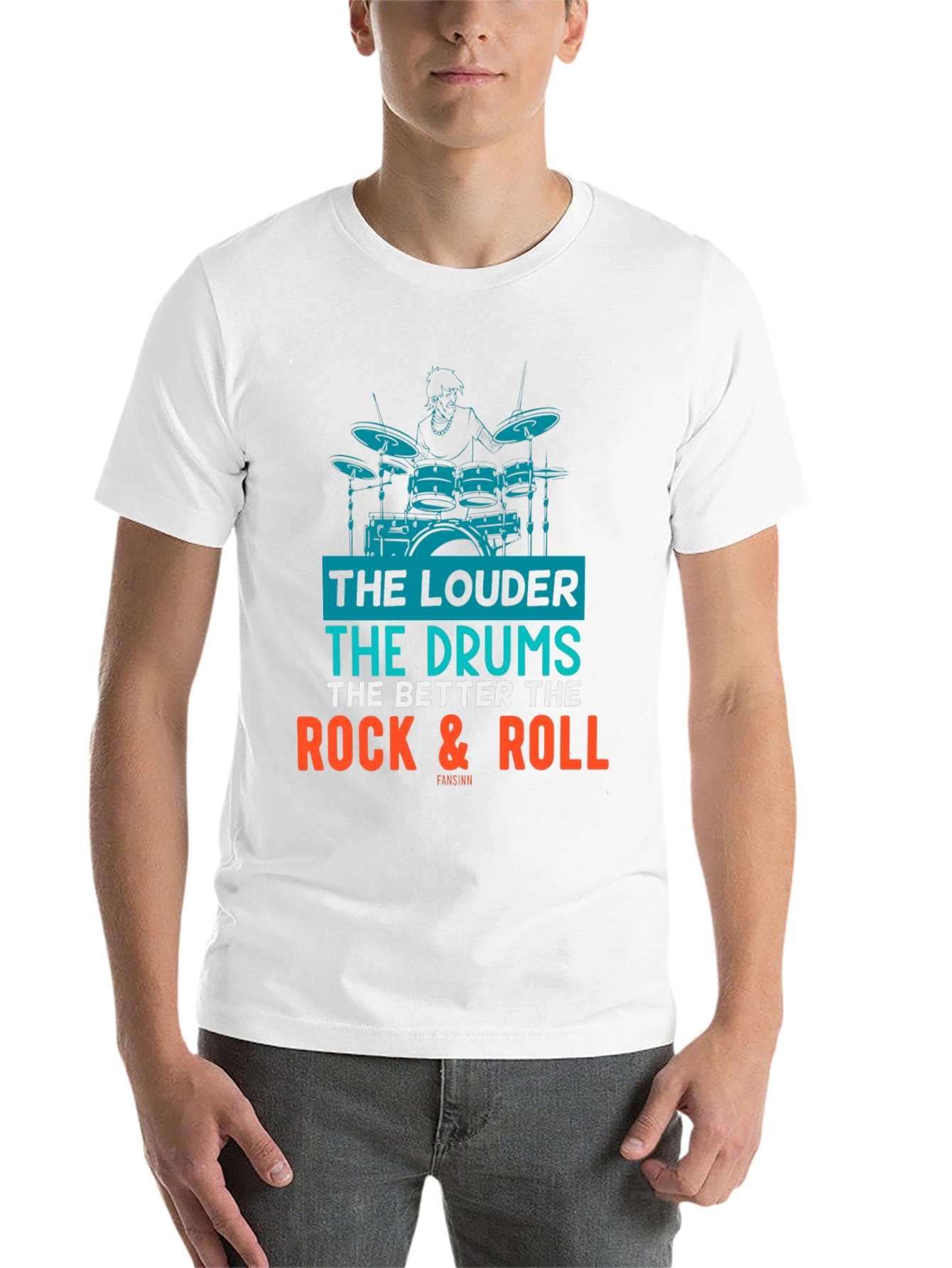 Black Rock & Roll Drummer Graphic T-Shirt view 14