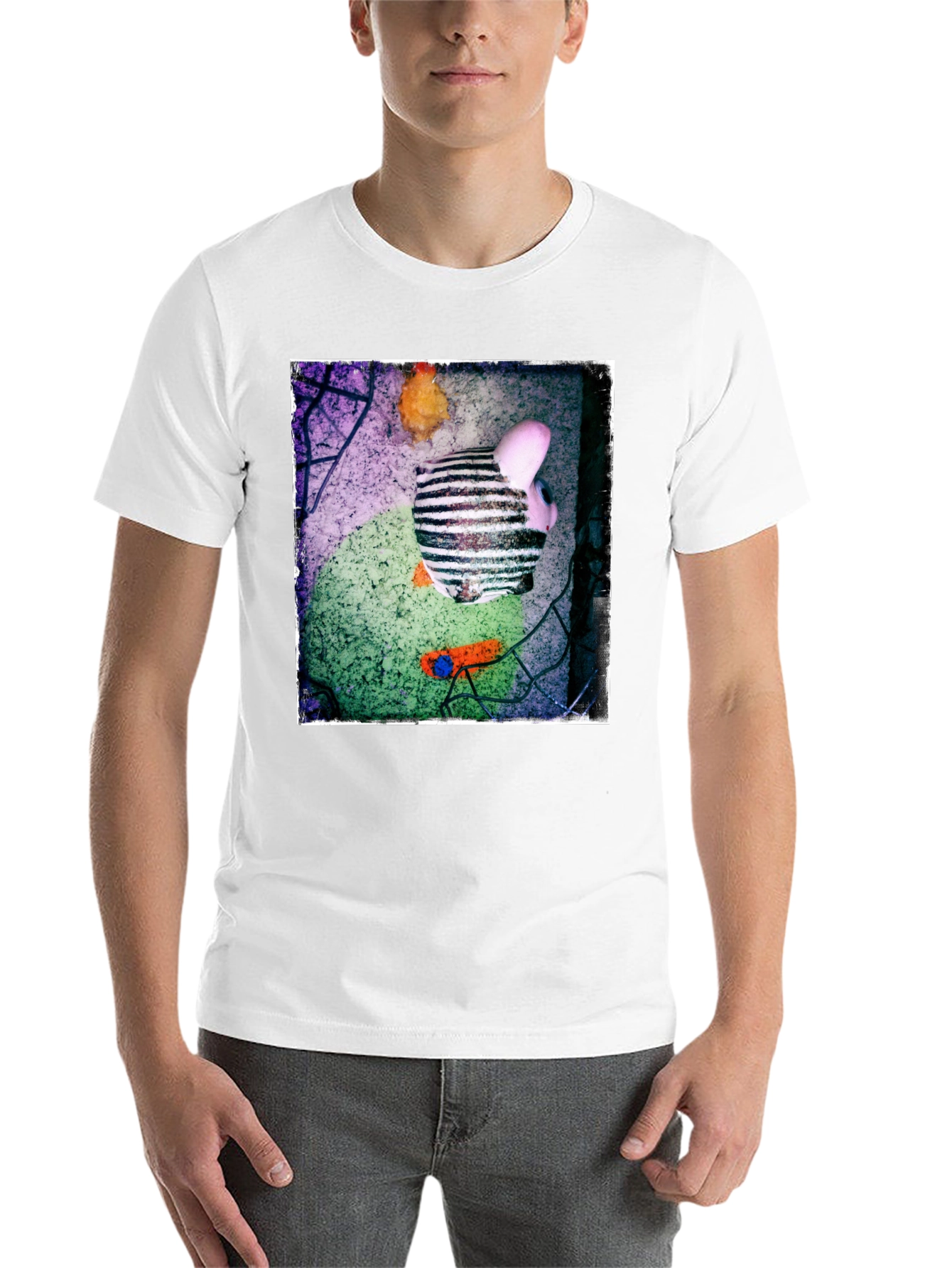 Black Abstract Piggy Bank Graphic Tee - Unique Men's T-Shirt view 14