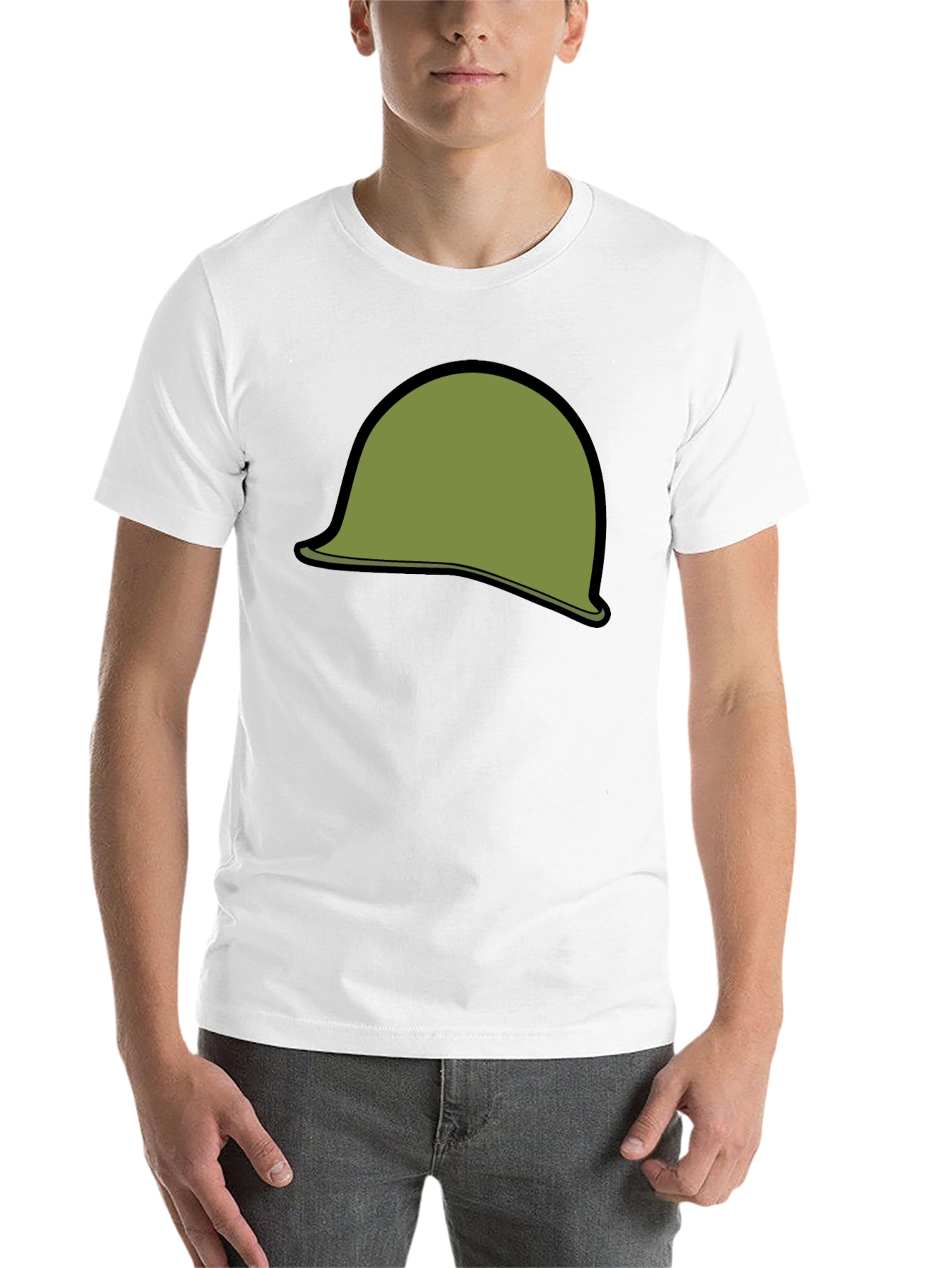 Black Retro Military Helmet Graphic Tee - Black Cotton Blend view 14