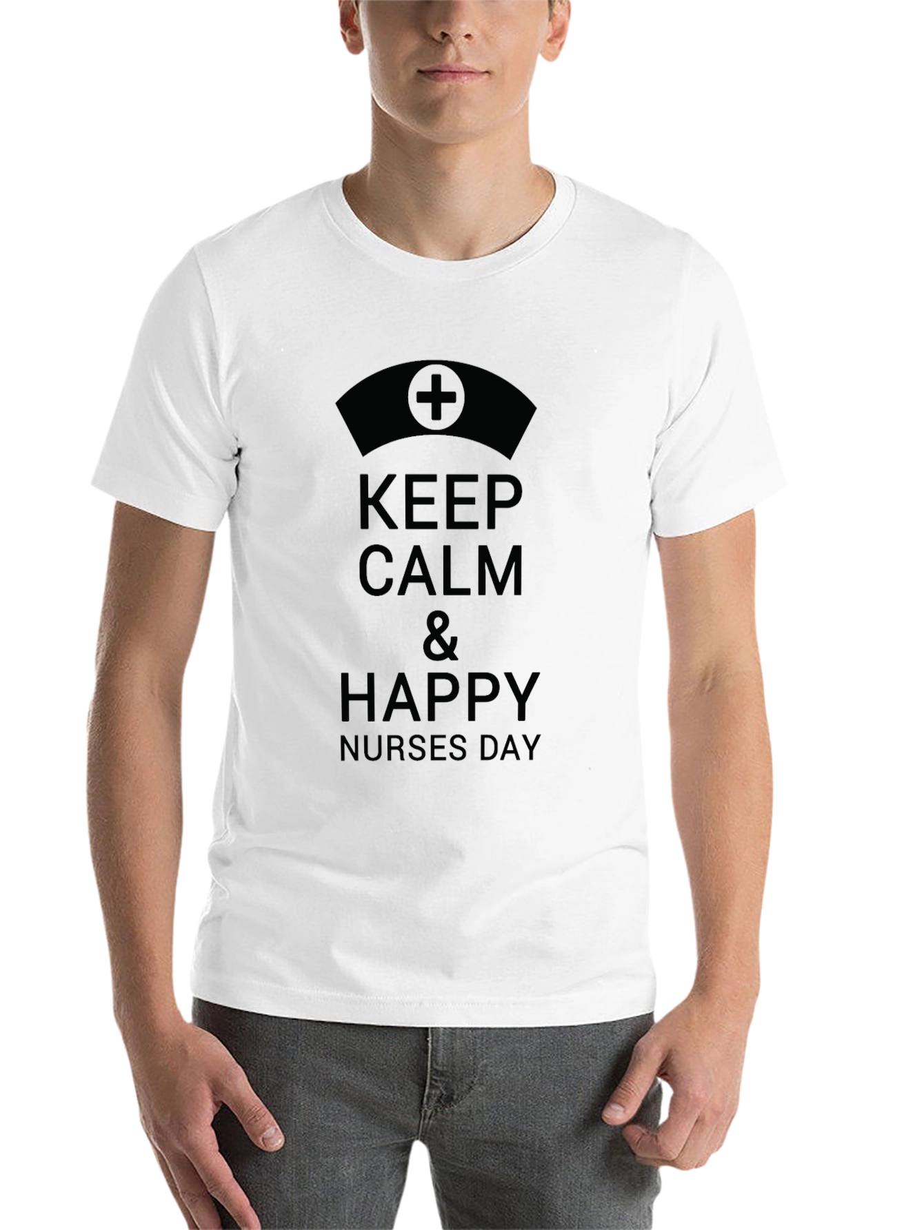 Black Keep Calm & Happy Nurses Day Black T-Shirt view 14