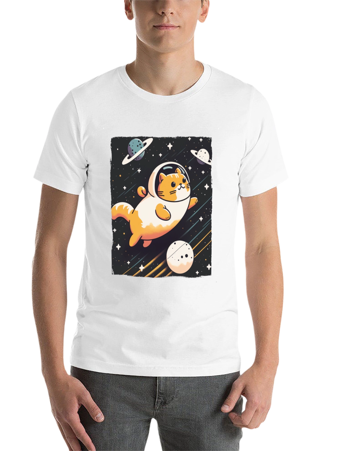 Black Space Cat T-Shirt - Galaxy Adventure Tee view 14
