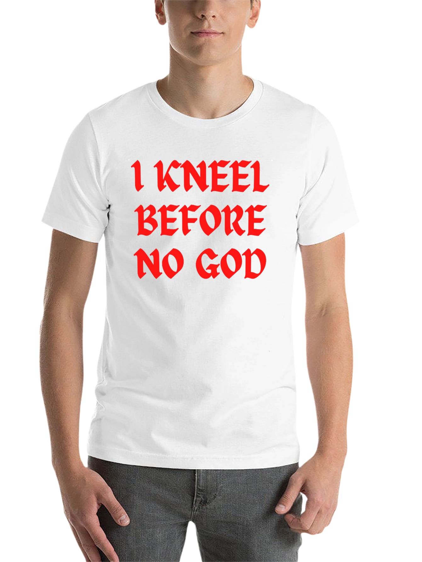 Black I Kneel Before No God Black T-Shirt view 14