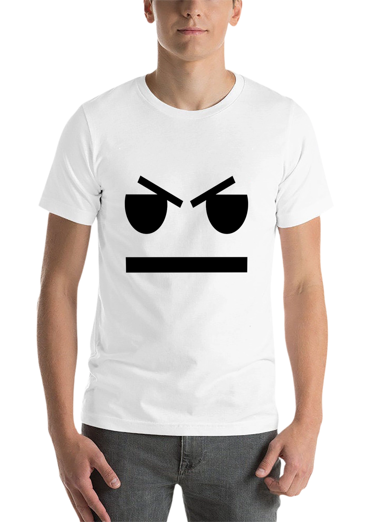 Black Grumpy Face Black T-Shirt - Express Your Mood view 14