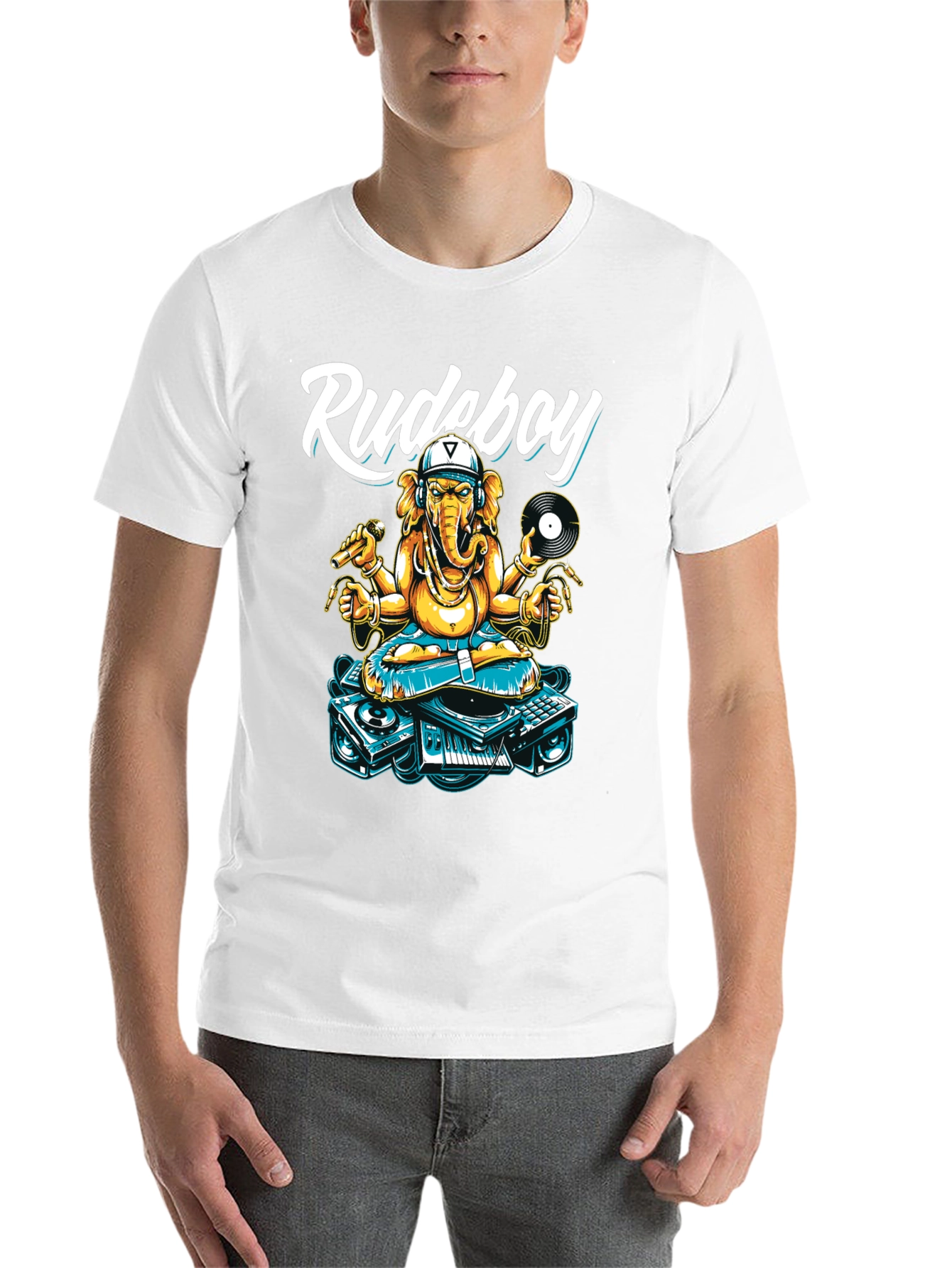 Black Rudeboy Ganesha Graphic T-Shirt view 14