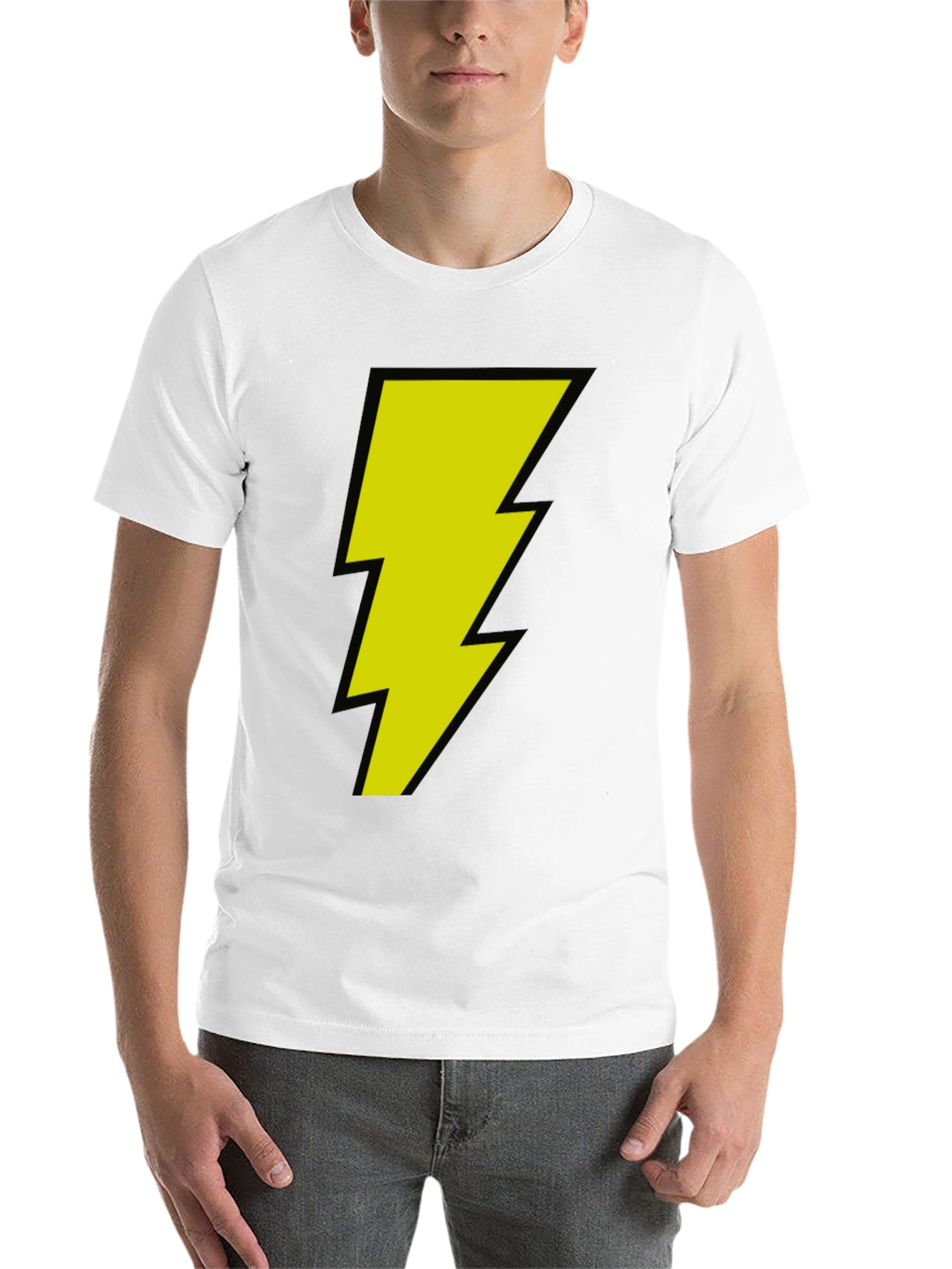 Black Black T-Shirt with Yellow Lightning Bolt Graphic view 14