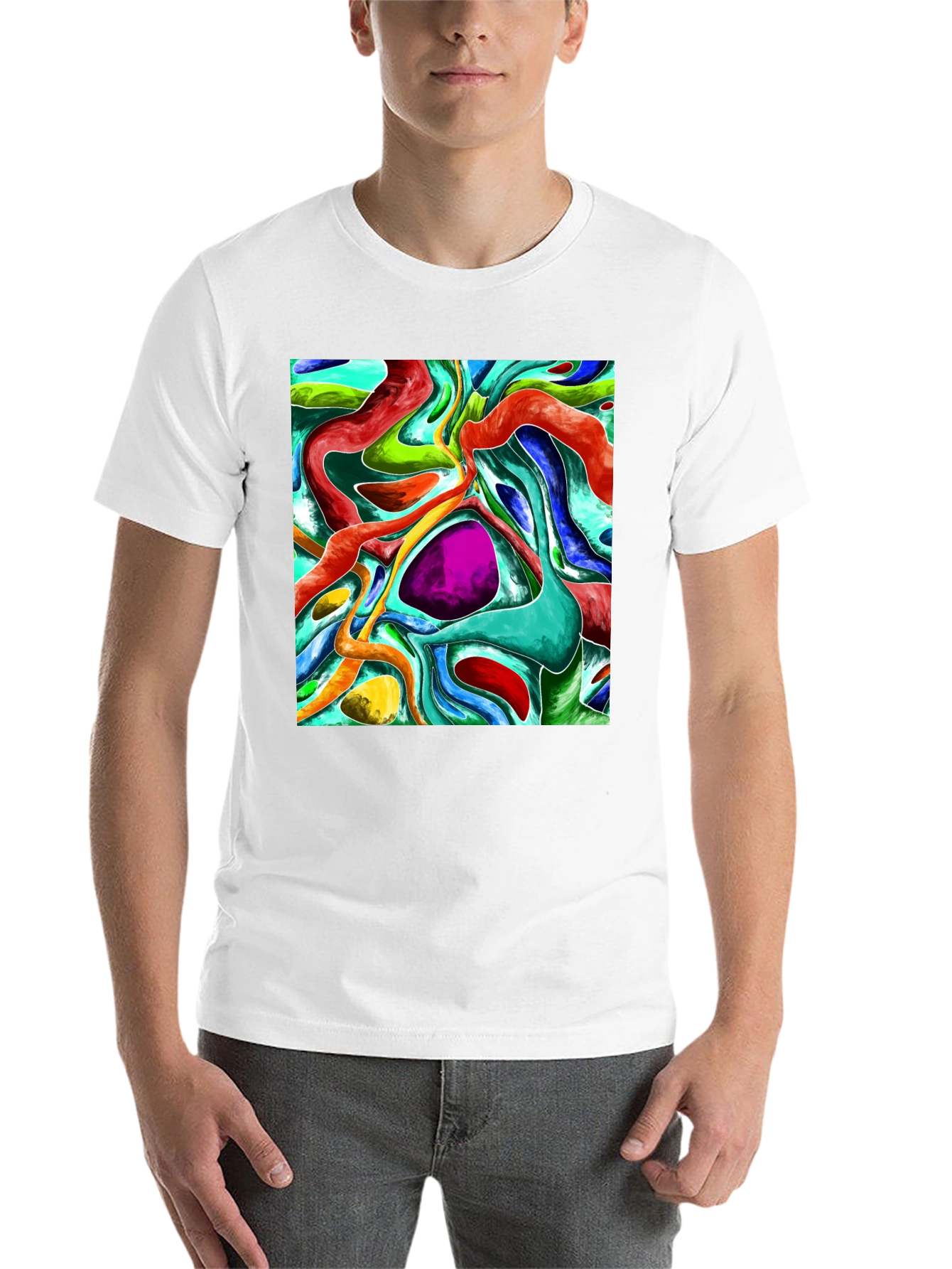 Black Abstract Fluid Art Graphic Tee - Vivid & Unique Design view 14