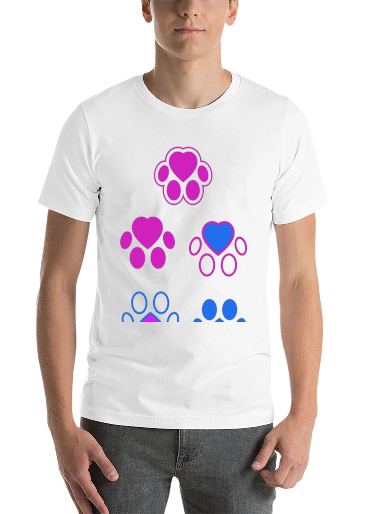 Bisexual Pride Paw Print T-Shirt - Black - 14