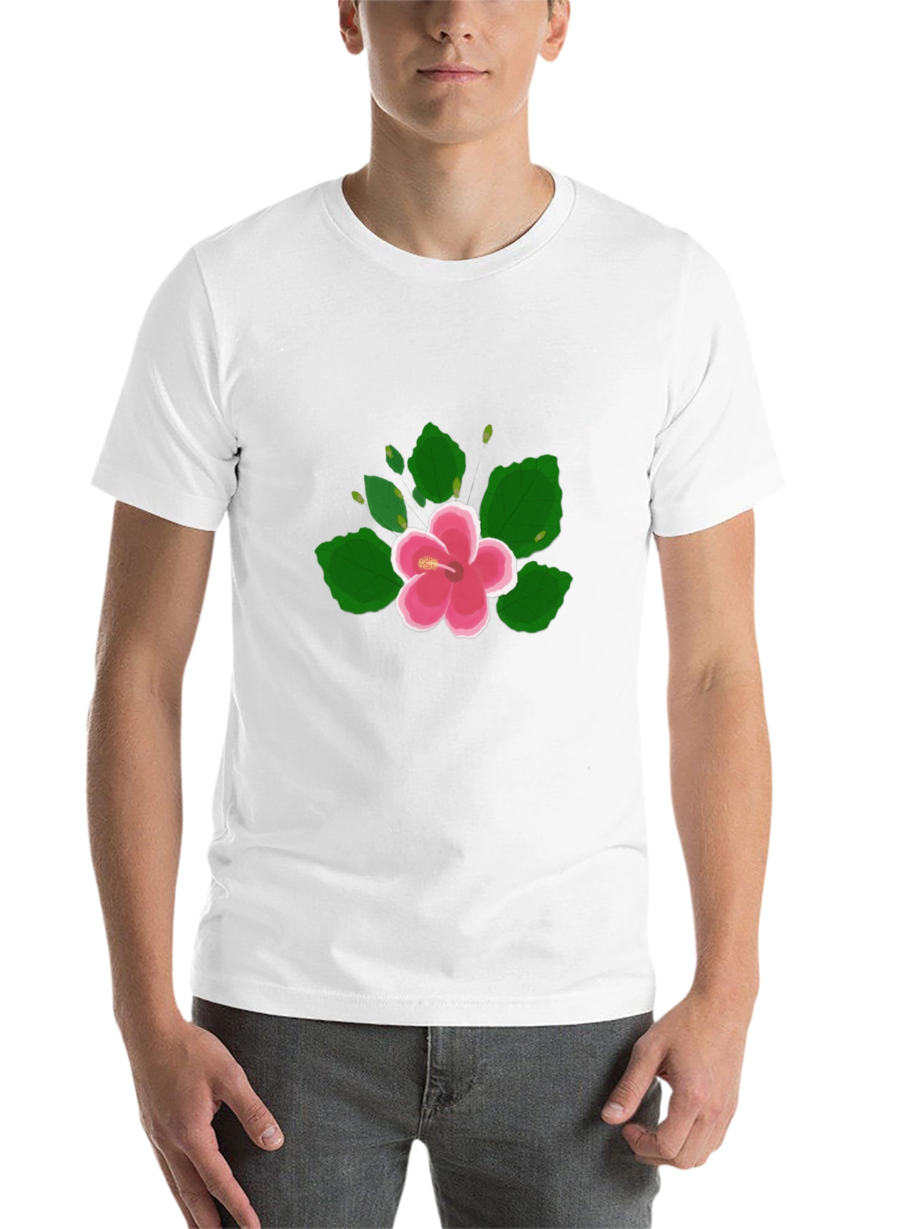 Black Hibiscus Flower Graphic Black T-Shirt view 14