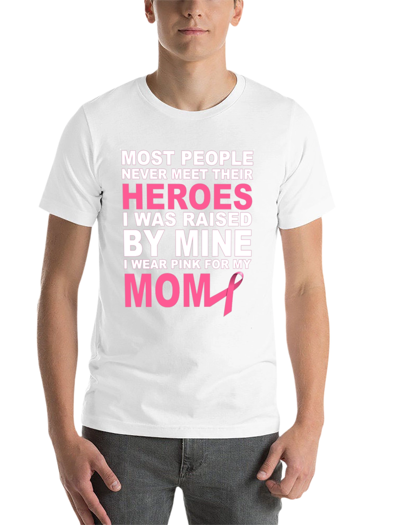 Black Pink Ribbon Mom Hero T-Shirt view 14