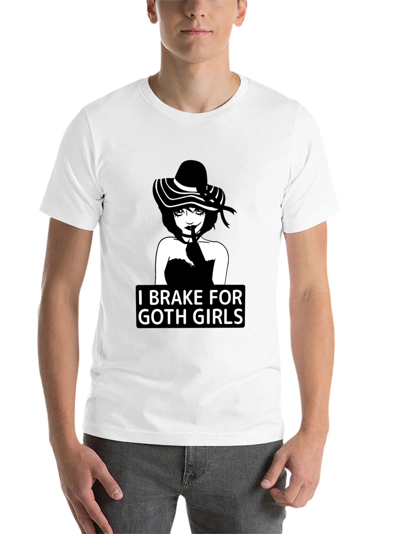 Black I Brake For Goth Girls T-Shirt - Black view 14