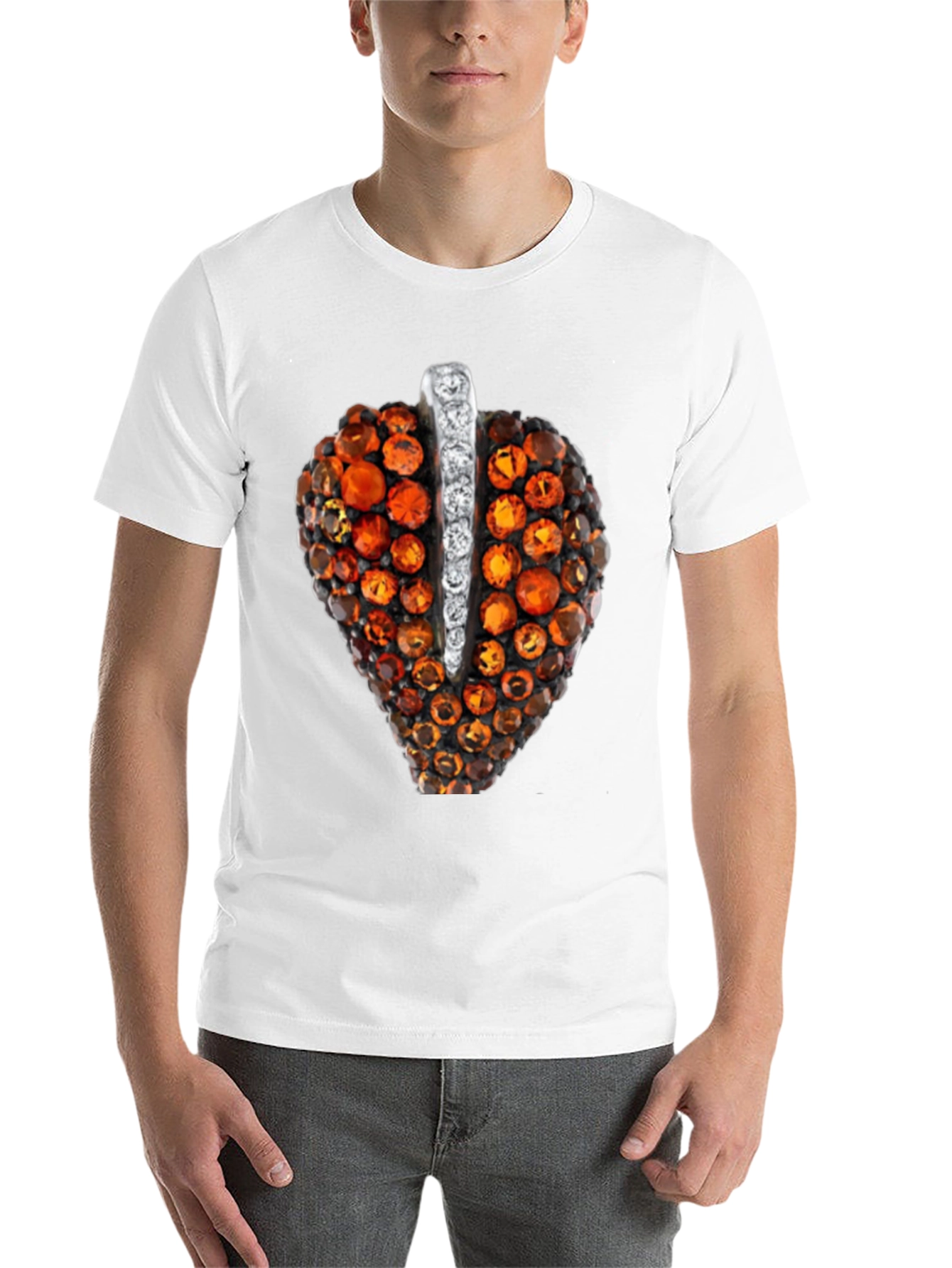 Black Unique Gemstone Pendant Graphic Black Tee view 14