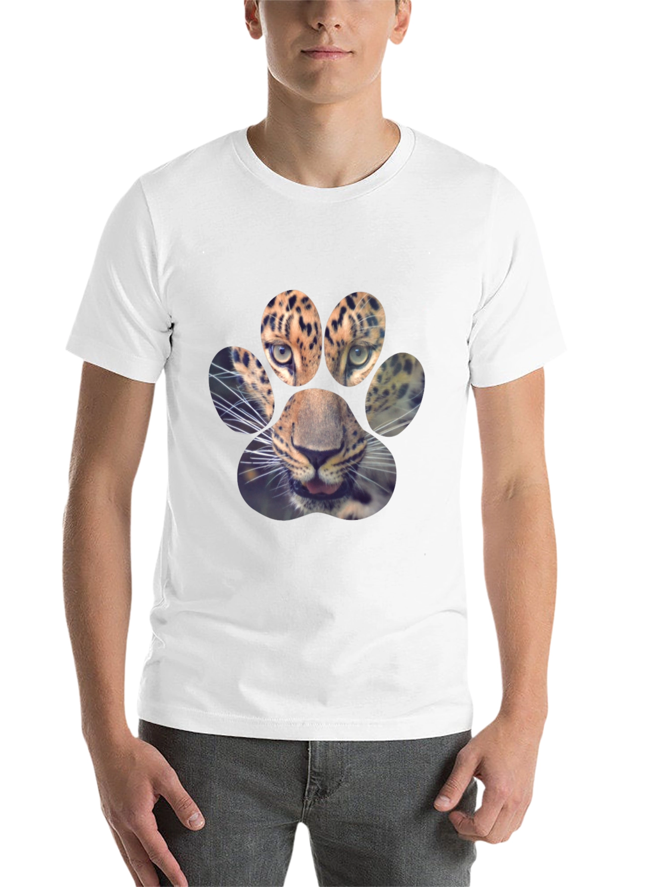 Black Leopard Paw Print Graphic Tee view 14