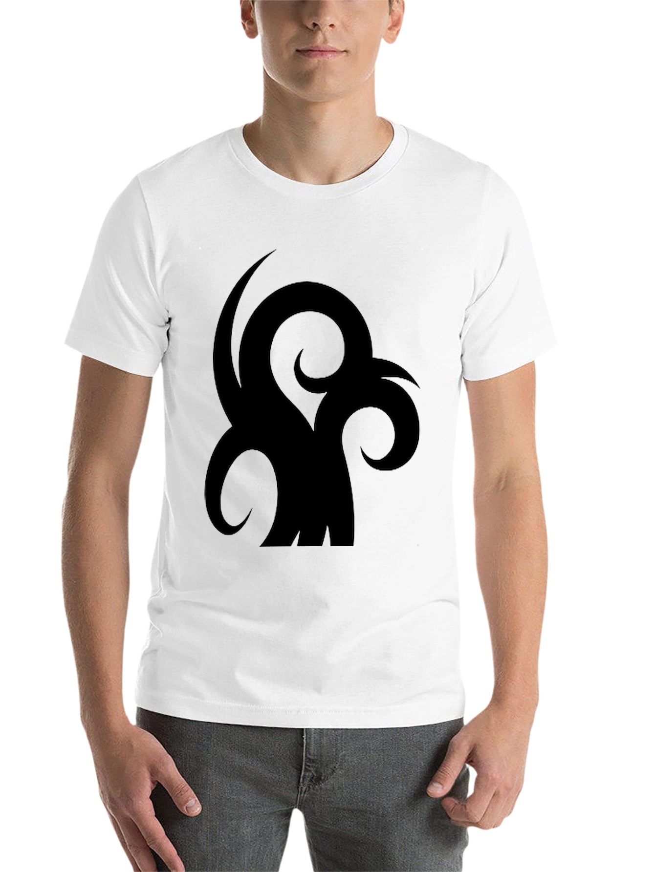 Black Men's Black T-Shirt with Abstract Graphic Design view 14