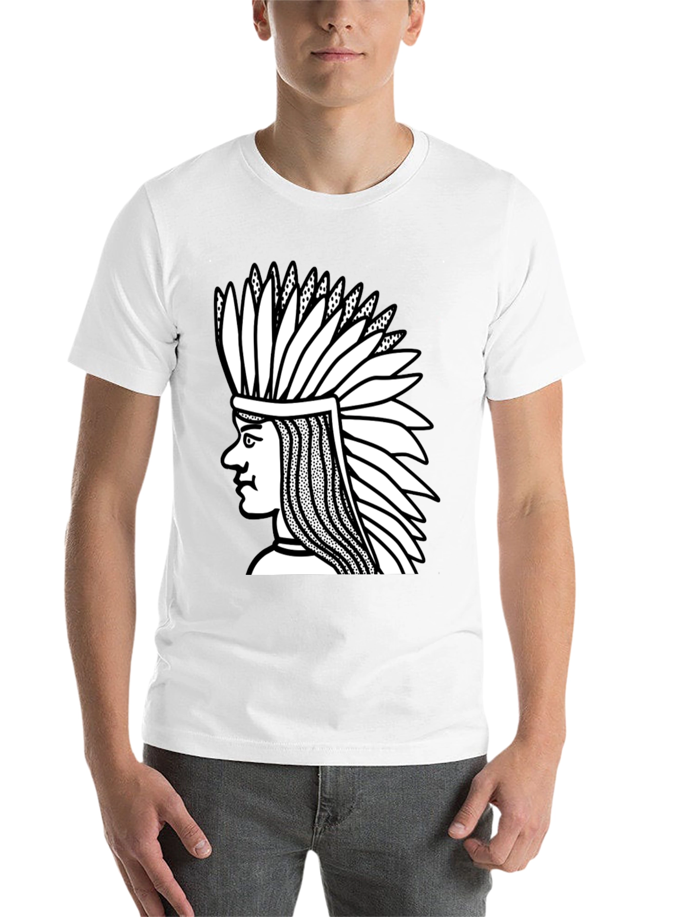 Black Native American Chief Graphic Black T-Shirt view 14
