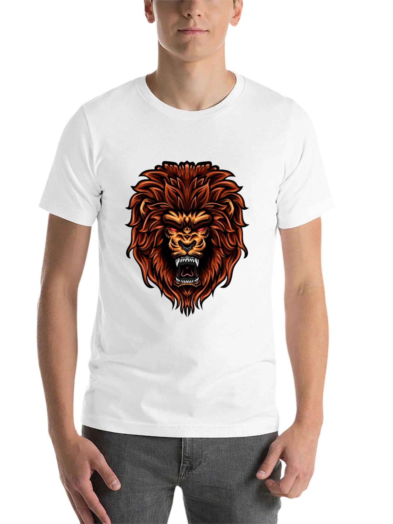 Black Lion Graphic Print Crew Neck T-Shirt view 14