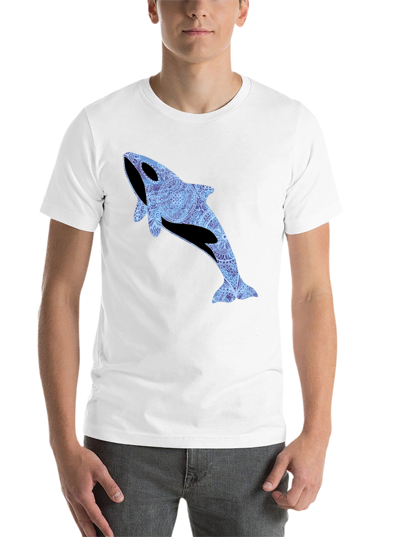 Black Orca Whale Mandala T-Shirt - Stylish Marine Life Tee view 14