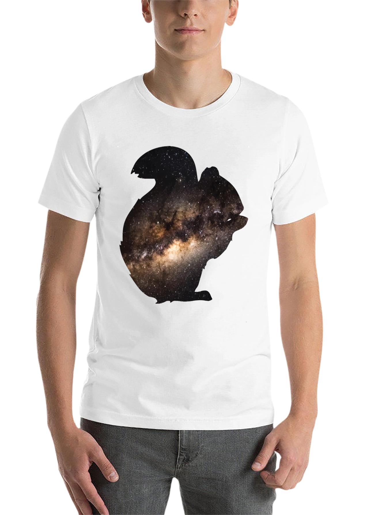 Black Galaxy Print Black T-Shirt for Men view 14