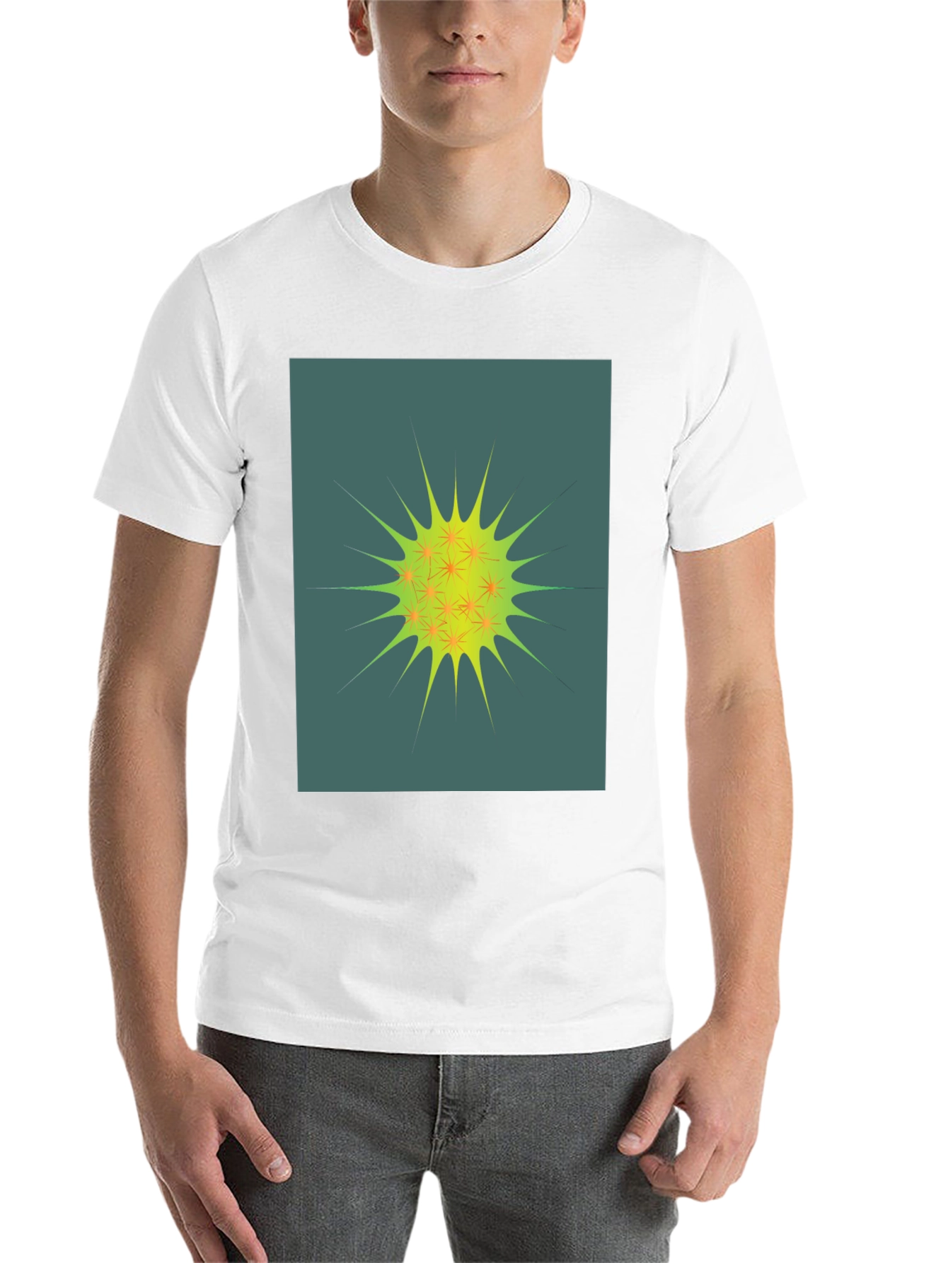 Black Abstract Spiky Graphic Tee - Unisex Black T-Shirt view 14