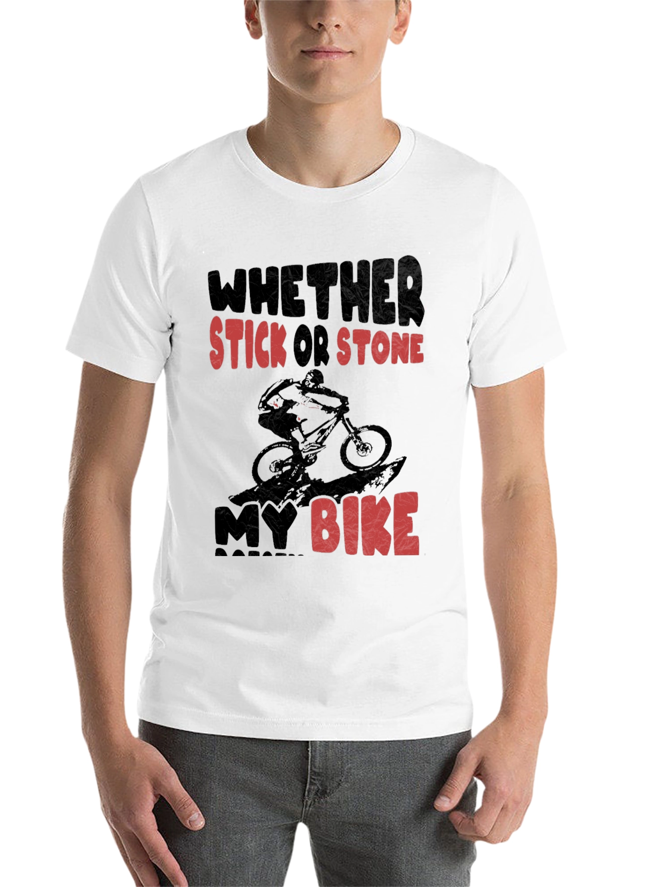 Black Mountain Biking T-Shirt - Whether Stick Or Stone My Bike view 14