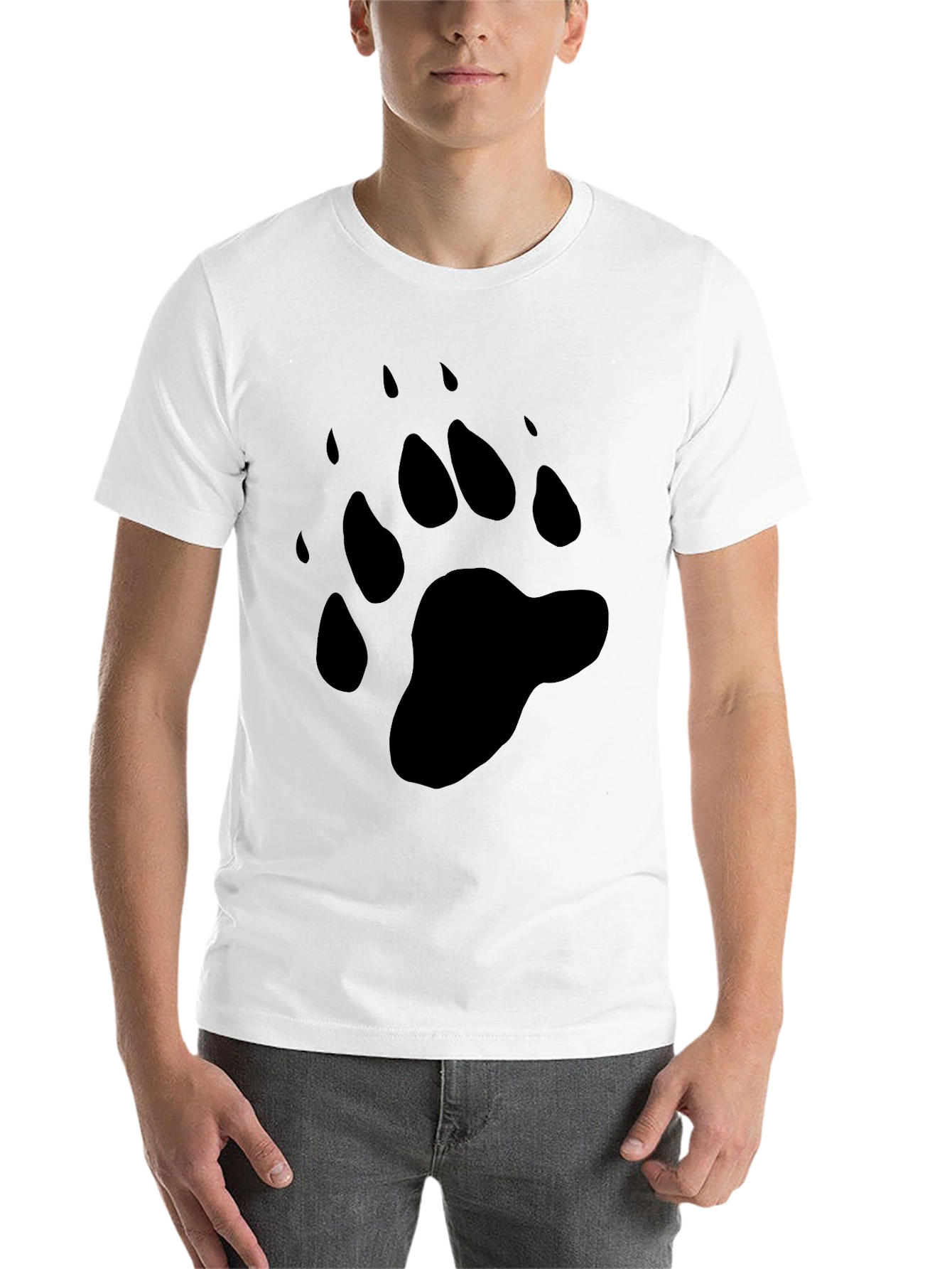 Black Bear Paw Print Black Graphic Tee view 14