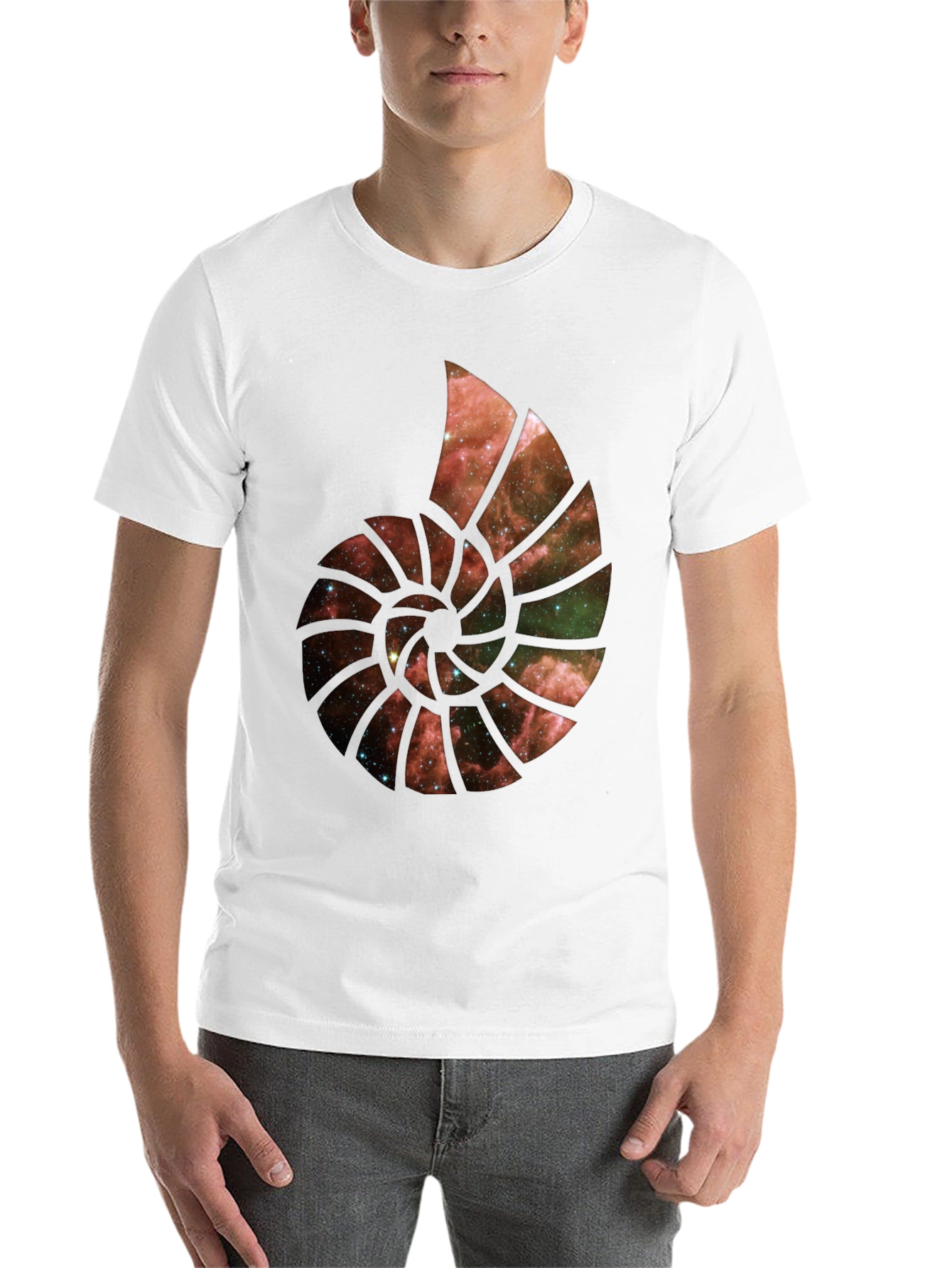 Black Galaxy Nautilus Graphic Tee - Black Cotton Blend view 14