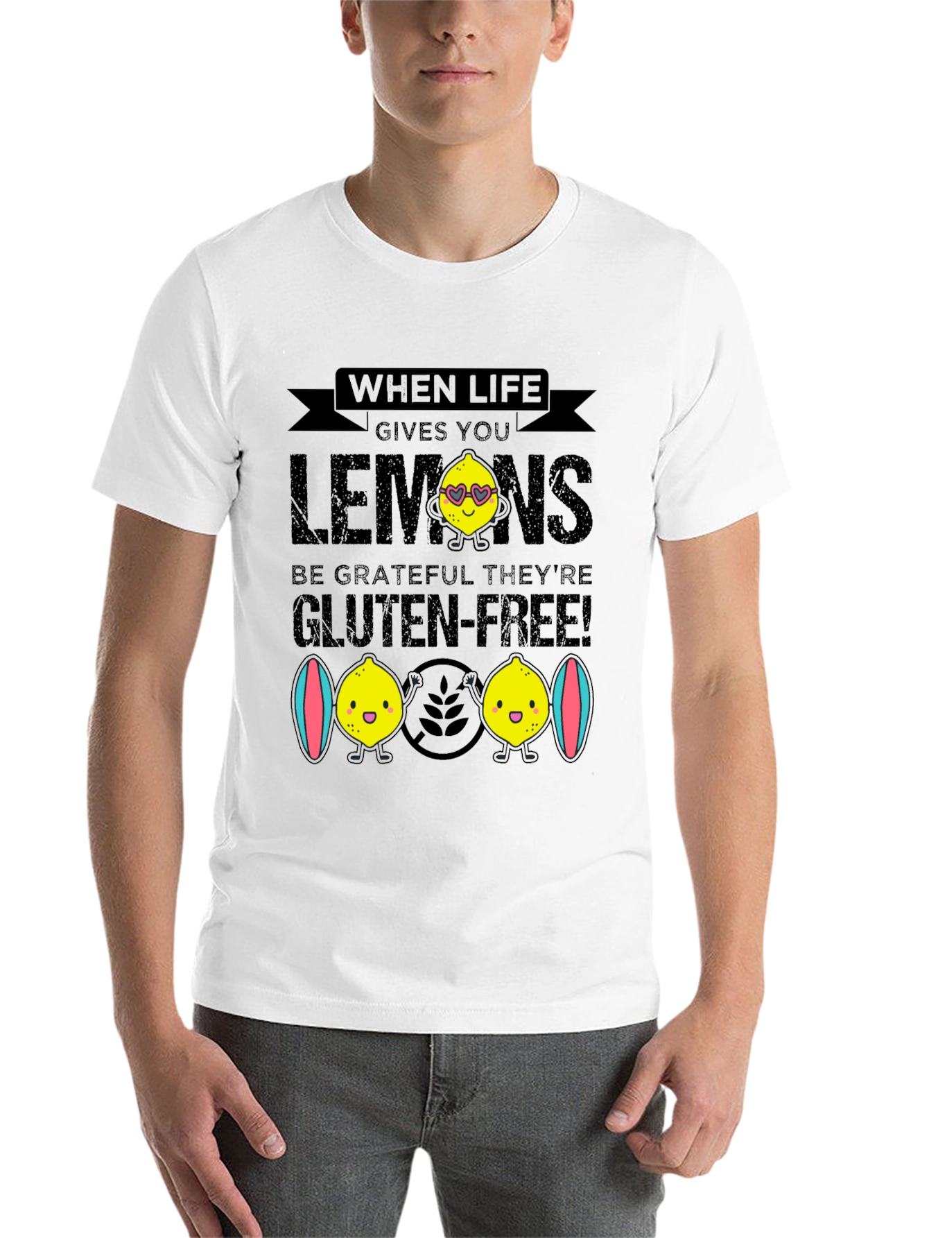 Black Funny Gluten-Free Lemon Graphic Tee view 14