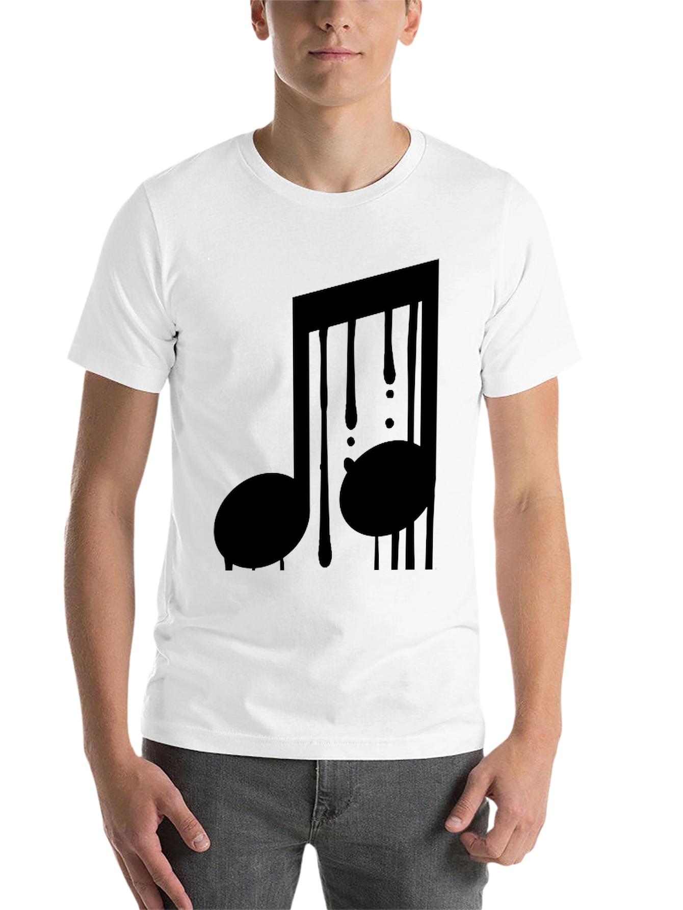 Black Music Note Drip Graphic Tee - Black Cotton Shirt view 14