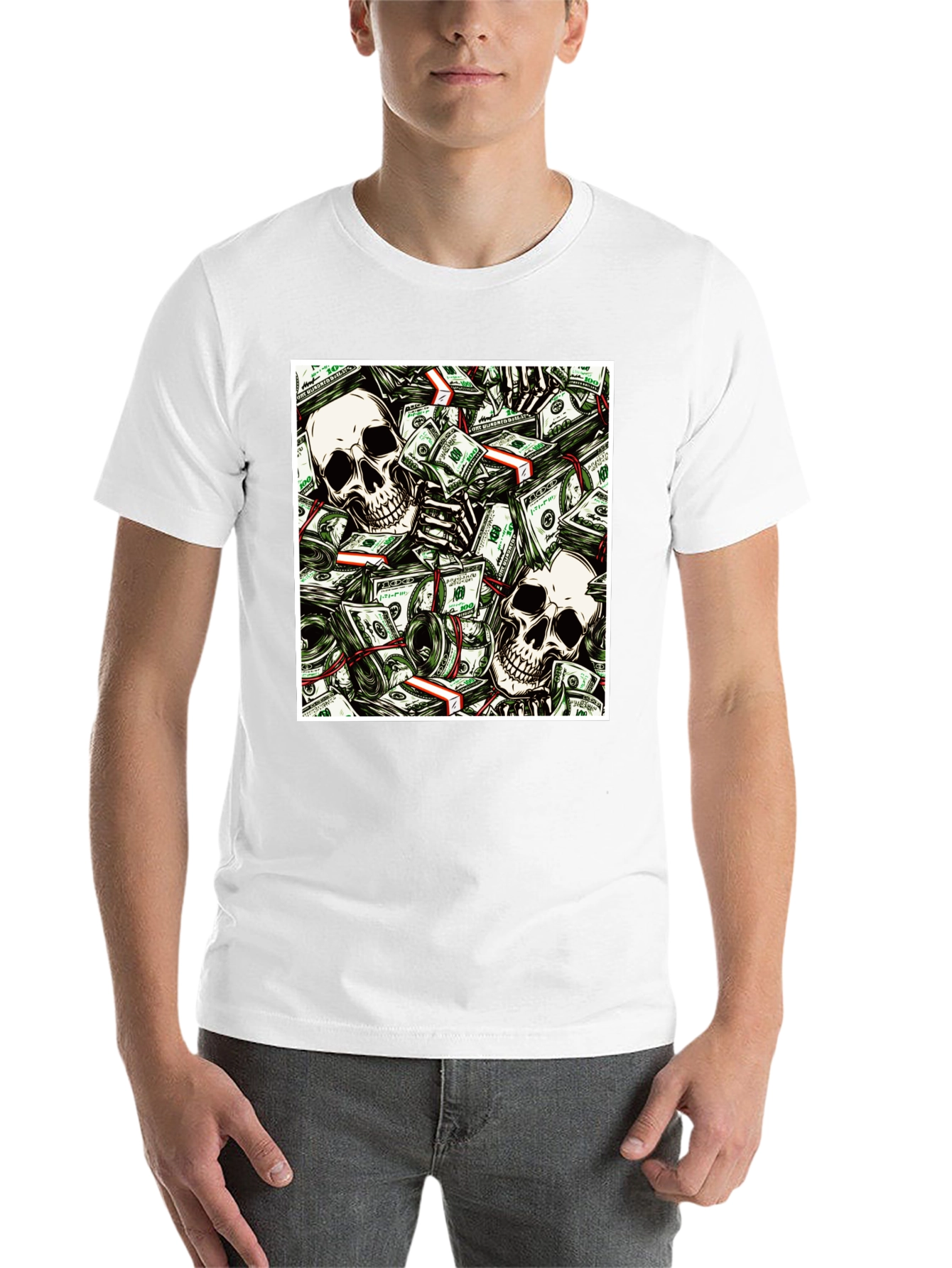 Black Skull Money Graphic Tee - Unisex view 14