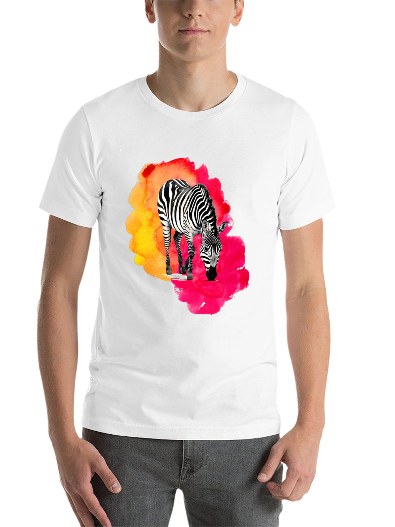 Black Zebra Splash Graphic Tee - Black Cotton Blend view 14